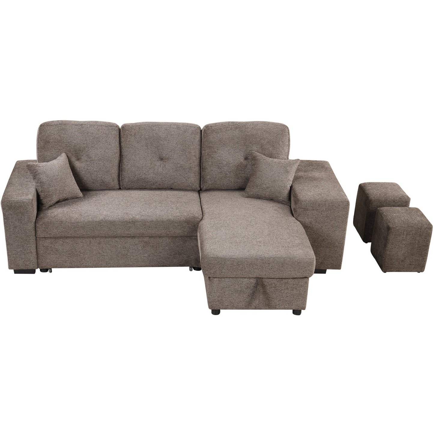 Sofa & Chair sets | Reversible Sleeper Sectional Sofa Bed with Side Shelf and 2 Stools,Pull-Out L-Shaped Sofa Bed,Corner Sofa-Bed with Storage Chaise Left/Right Hande for Living Room,Knox Charcoal | casafoyer.myshopify.com