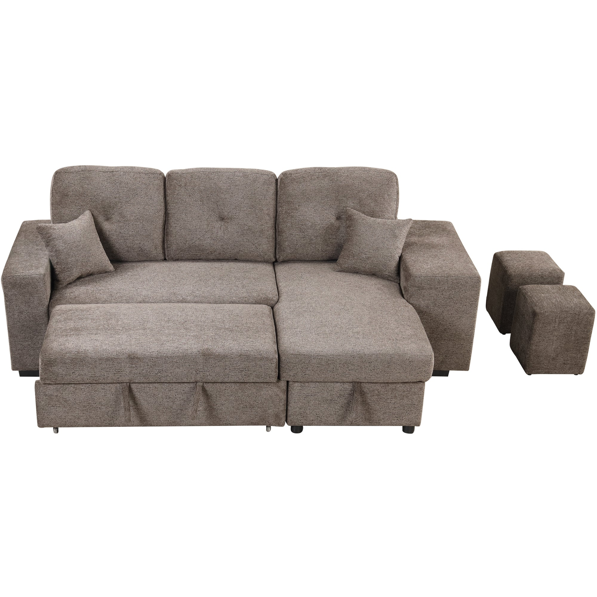 Sofa & Chair sets | Reversible Sleeper Sectional Sofa Bed with Side Shelf and 2 Stools,Pull-Out L-Shaped Sofa Bed,Corner Sofa-Bed with Storage Chaise Left/Right Hande for Living Room,Knox Charcoal | casafoyer.myshopify.com