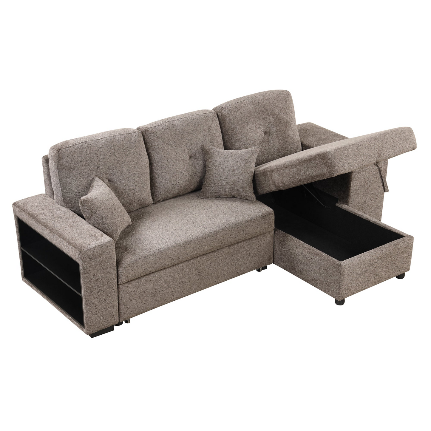 Sofa & Chair sets | Reversible Sleeper Sectional Sofa Bed with Side Shelf and 2 Stools,Pull-Out L-Shaped Sofa Bed,Corner Sofa-Bed with Storage Chaise Left/Right Hande for Living Room,Knox Charcoal | casafoyer.myshopify.com