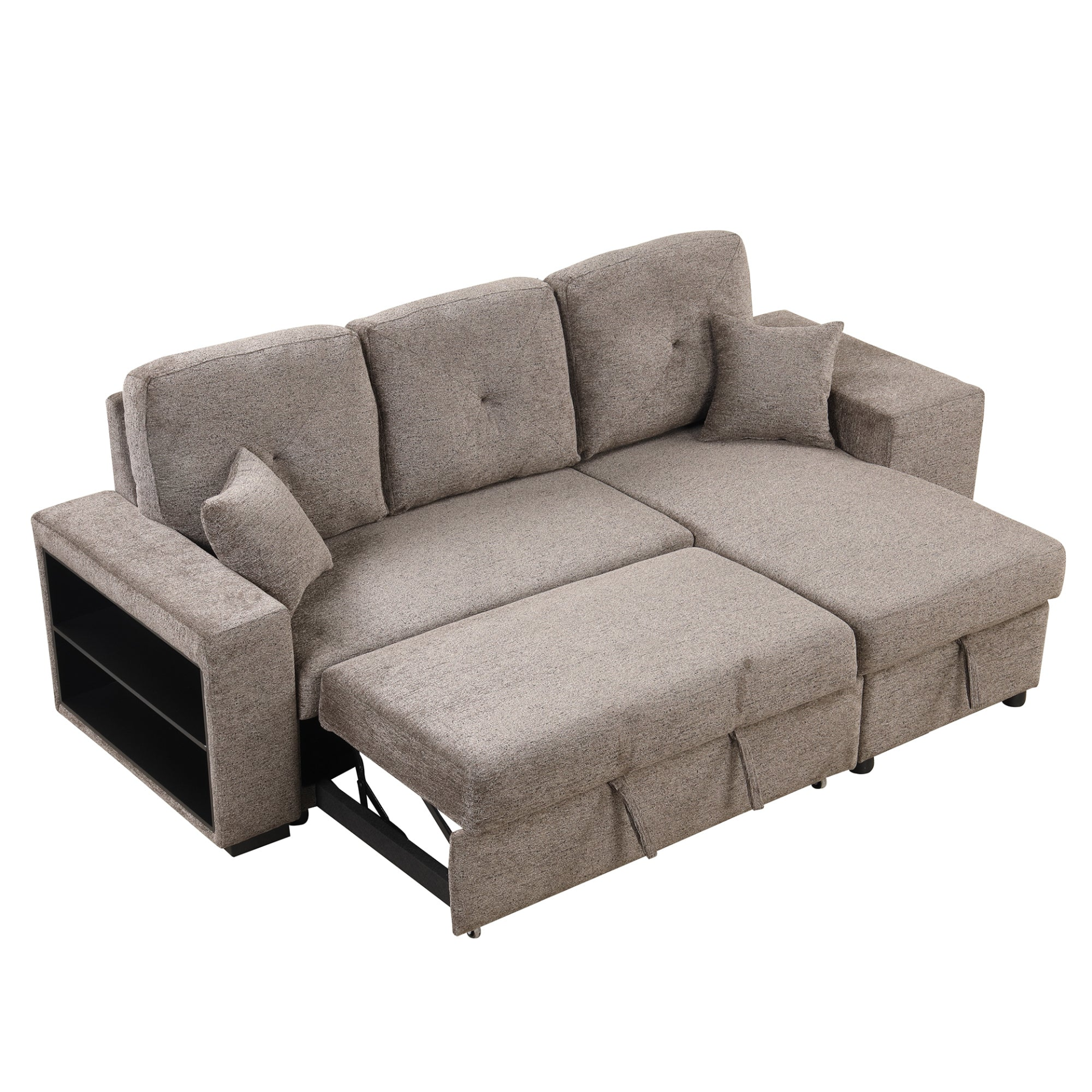 Sofa & Chair sets | Reversible Sleeper Sectional Sofa Bed with Side Shelf and 2 Stools,Pull-Out L-Shaped Sofa Bed,Corner Sofa-Bed with Storage Chaise Left/Right Hande for Living Room,Knox Charcoal | casafoyer.myshopify.com