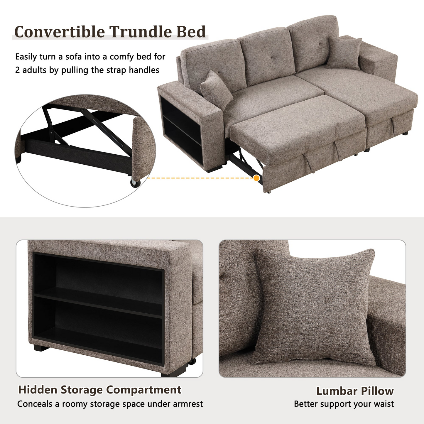 Sofa & Chair sets | Reversible Sleeper Sectional Sofa Bed with Side Shelf and 2 Stools,Pull-Out L-Shaped Sofa Bed,Corner Sofa-Bed with Storage Chaise Left/Right Hande for Living Room,Knox Charcoal | casafoyer.myshopify.com