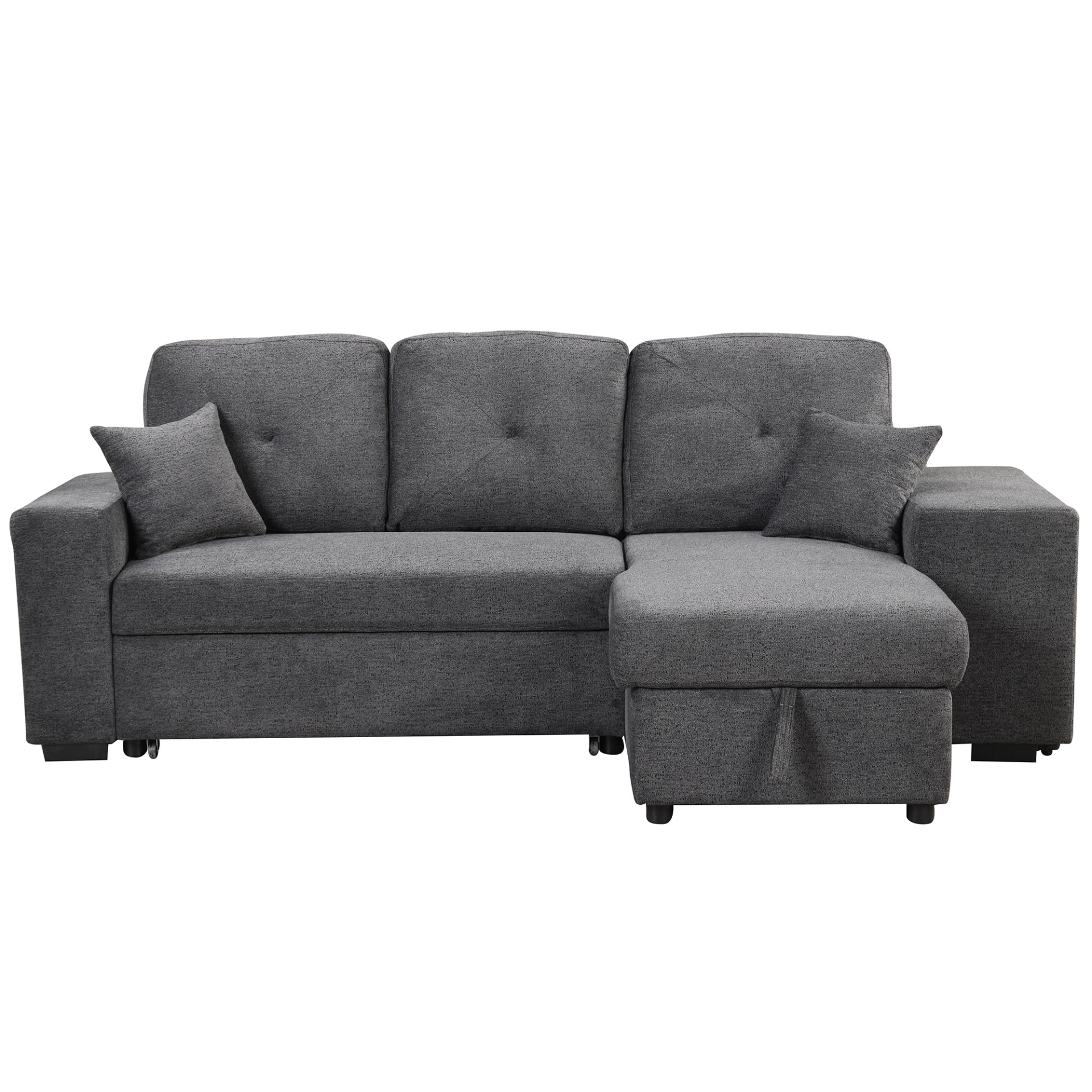 Sofa & Chair sets | Reversible Sleeper Sectional Sofa Bed with Side Shelf and 2 Stools - Blue Black | casafoyer.myshopify.com