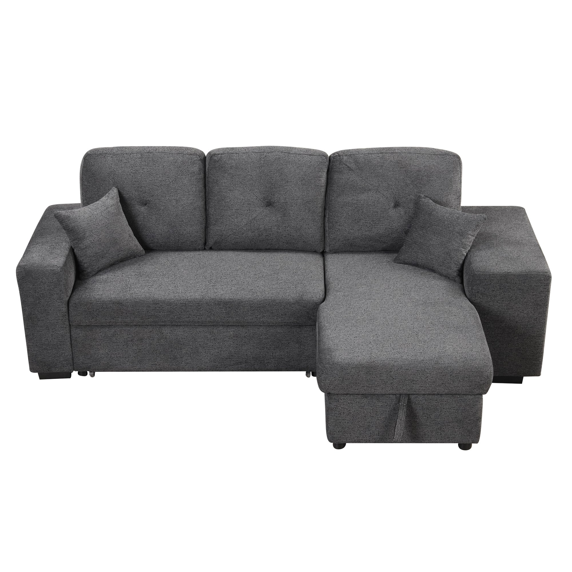 Sofa & Chair sets | Reversible Sleeper Sectional Sofa Bed with Side Shelf and 2 Stools - Blue Black | casafoyer.myshopify.com