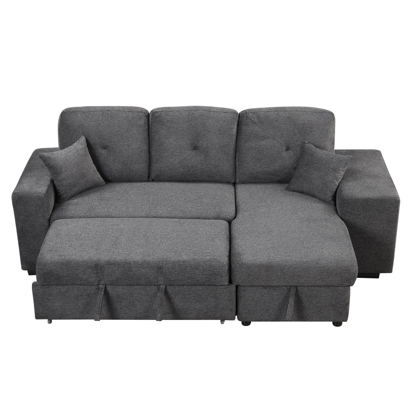 Sofa & Chair sets | Reversible Sleeper Sectional Sofa Bed with Side Shelf and 2 Stools - Blue Black | casafoyer.myshopify.com