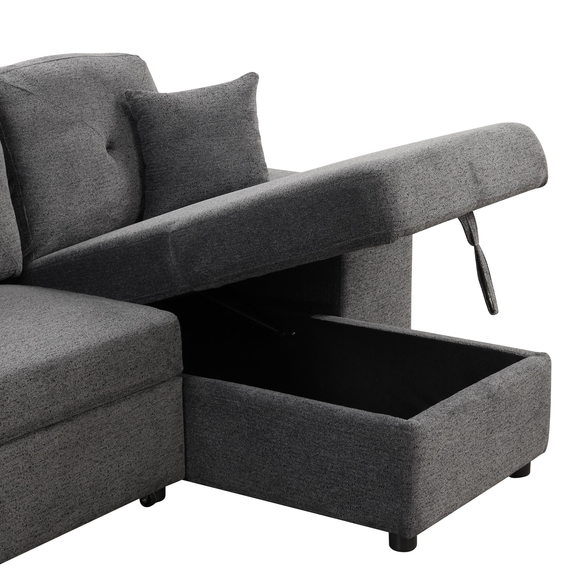 Sofa & Chair sets | Reversible Sleeper Sectional Sofa Bed with Side Shelf and 2 Stools - Blue Black | casafoyer.myshopify.com