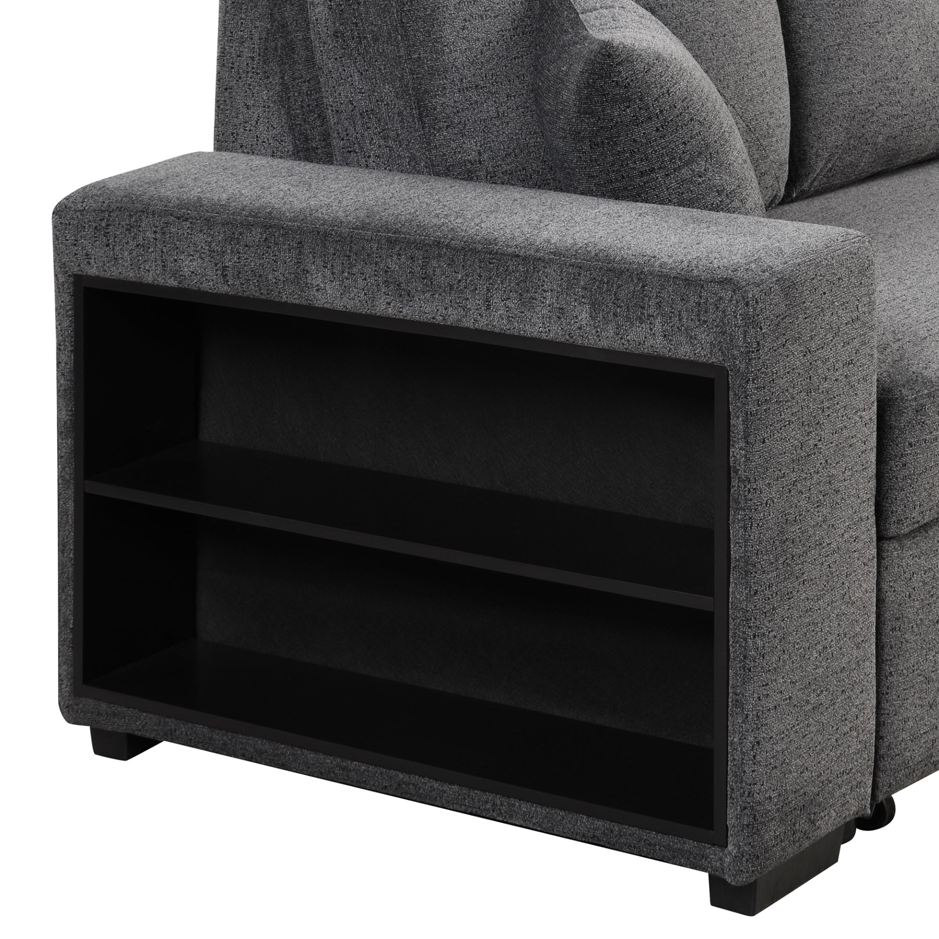 Sofa & Chair sets | Reversible Sleeper Sectional Sofa Bed with Side Shelf and 2 Stools - Blue Black | casafoyer.myshopify.com