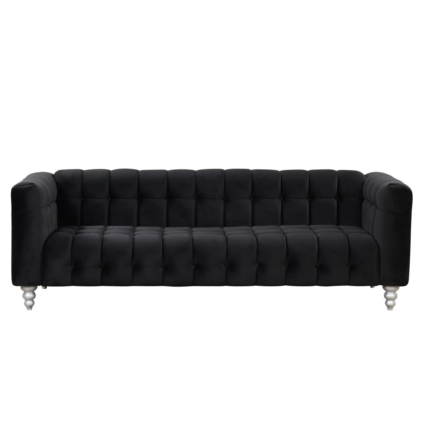 [product_type] | 89" Modern Sofa Dutch Fluff Upholstered Sofa with Solid Wood Legs, Buttoned Tufted Backrest, Black | casafoyer.myshopify.com