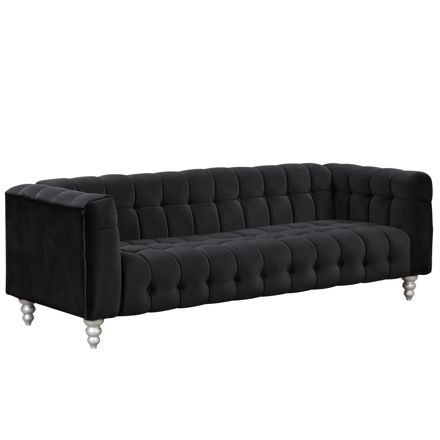 [product_type] | 89" Modern Sofa Dutch Fluff Upholstered Sofa with Solid Wood Legs, Buttoned Tufted Backrest, Black | casafoyer.myshopify.com