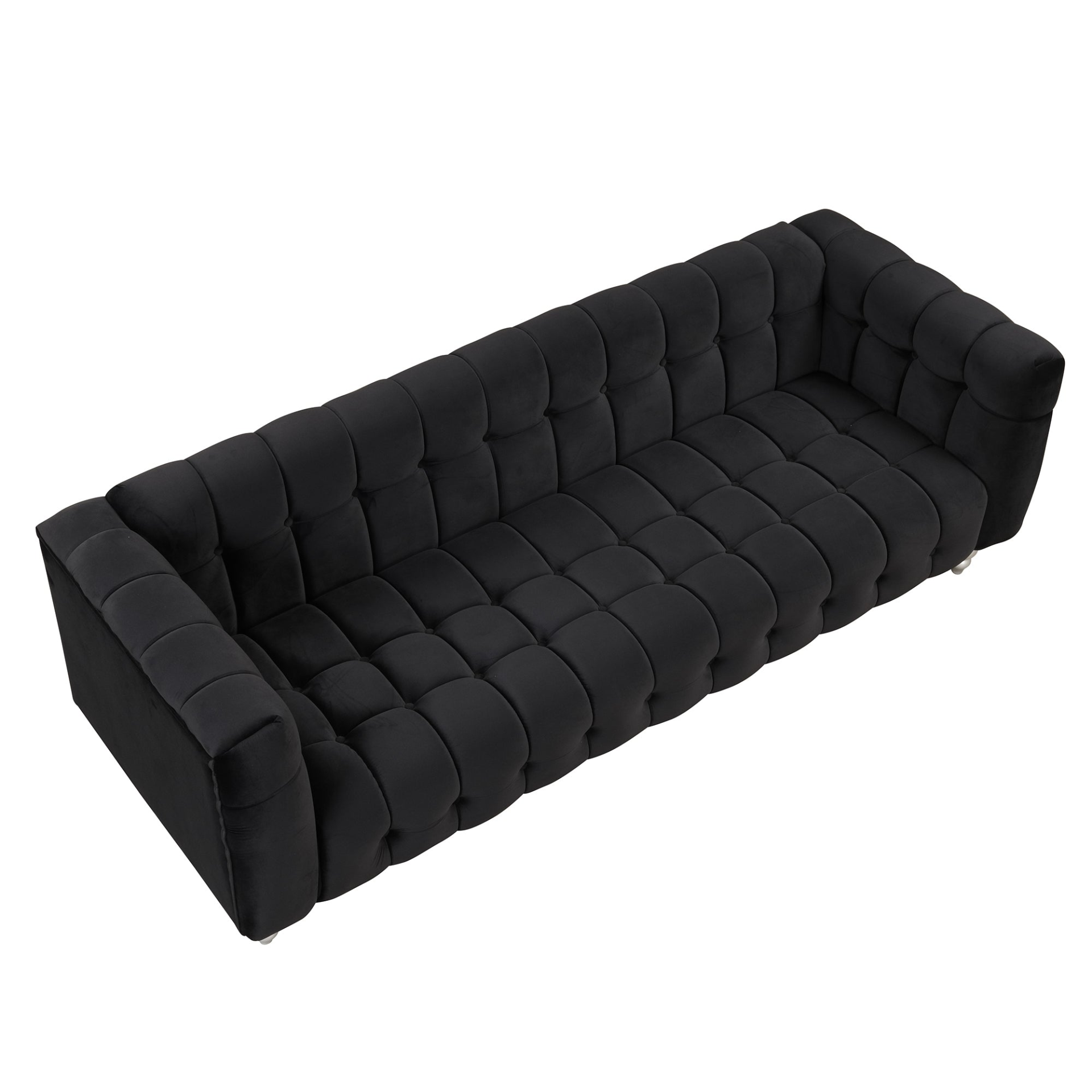 [product_type] | 89" Modern Sofa Dutch Fluff Upholstered Sofa with Solid Wood Legs, Buttoned Tufted Backrest, Black | casafoyer.myshopify.com