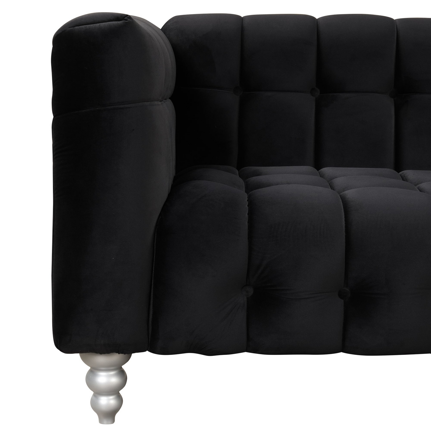 [product_type] | 89" Modern Sofa Dutch Fluff Upholstered Sofa with Solid Wood Legs, Buttoned Tufted Backrest, Black | casafoyer.myshopify.com