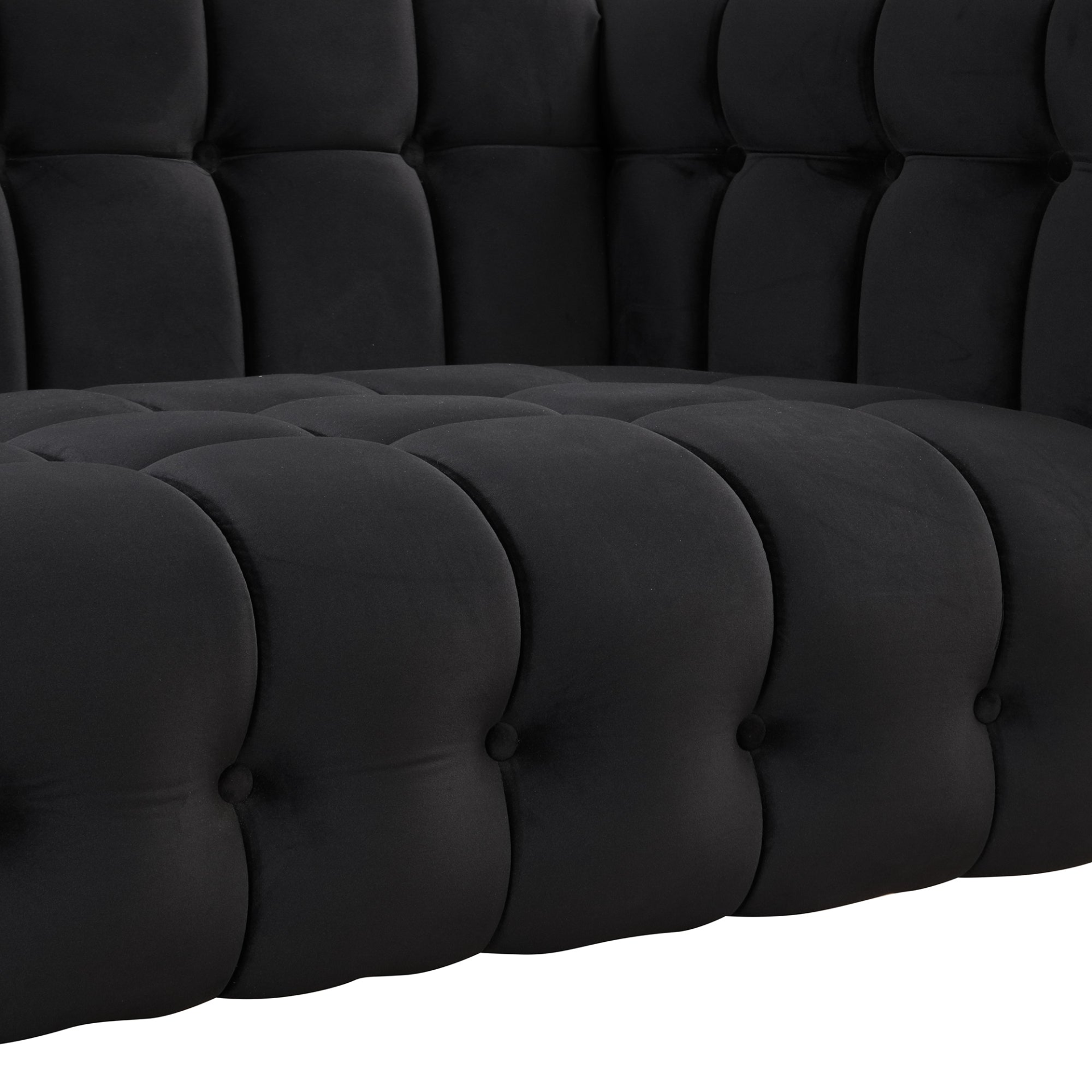 [product_type] | 89" Modern Sofa Dutch Fluff Upholstered Sofa with Solid Wood Legs, Buttoned Tufted Backrest, Black | casafoyer.myshopify.com