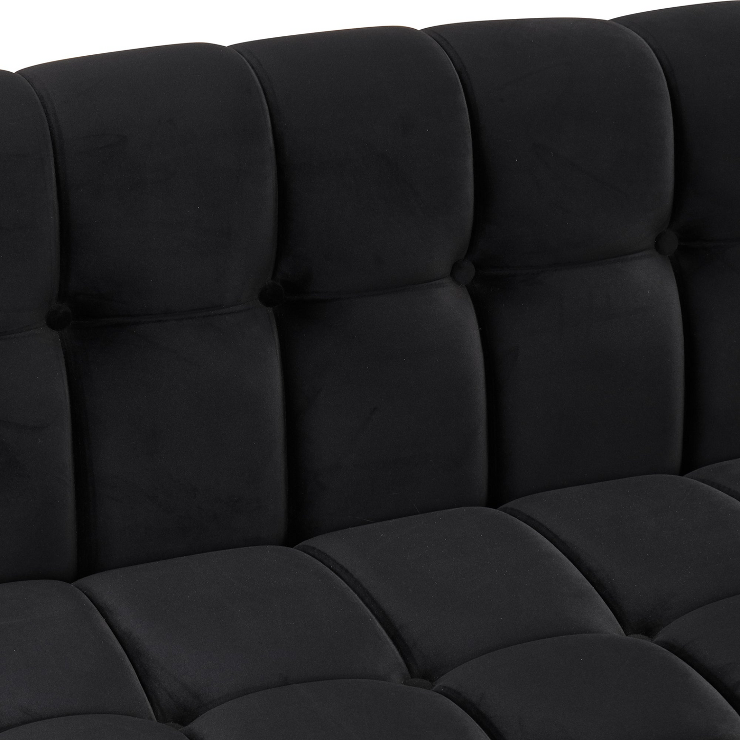 [product_type] | 89" Modern Sofa Dutch Fluff Upholstered Sofa with Solid Wood Legs, Buttoned Tufted Backrest, Black | casafoyer.myshopify.com