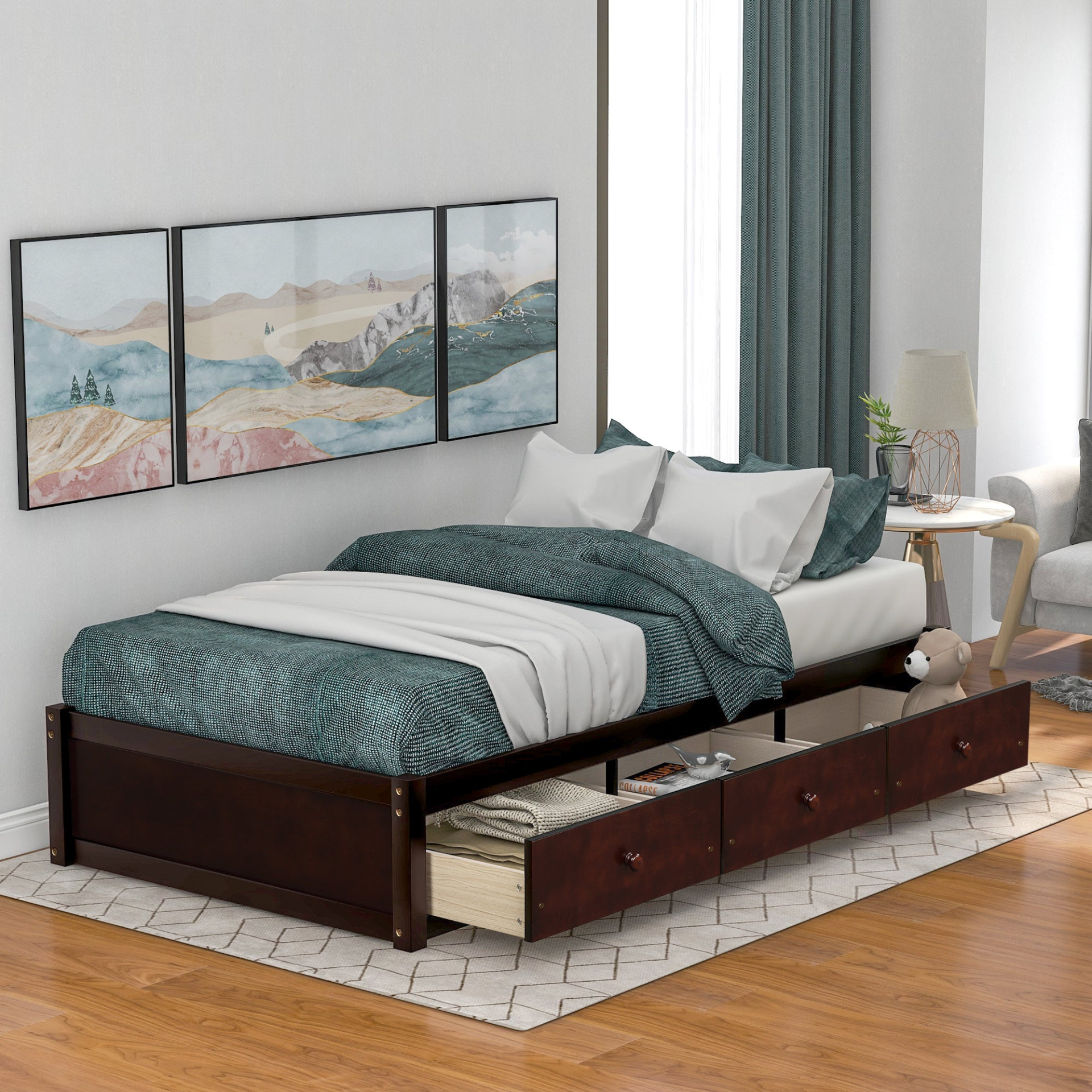 Sofa & Chair sets | Orisfur Twin Size Platform Storage Bed with 3 Drawers - Stylish and Functional Bed Frame | casafoyer.myshopify.com