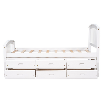 Sofa & Chair sets | Twin Size Platform Storage Bed Solid Wood Bed with 6 Drawers,White | casafoyer.myshopify.com