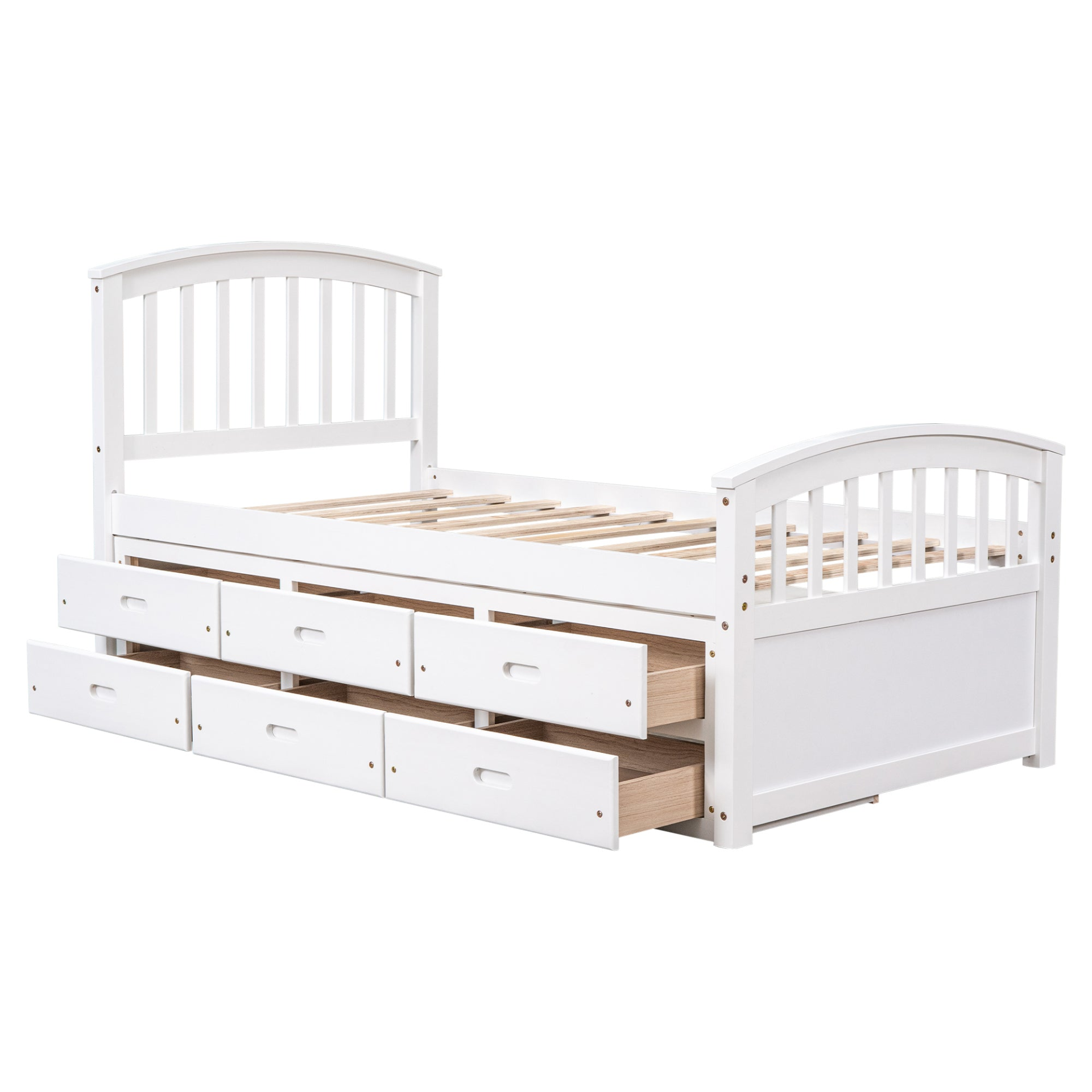 Sofa & Chair sets | Twin Size Platform Storage Bed Solid Wood Bed with 6 Drawers,White | casafoyer.myshopify.com