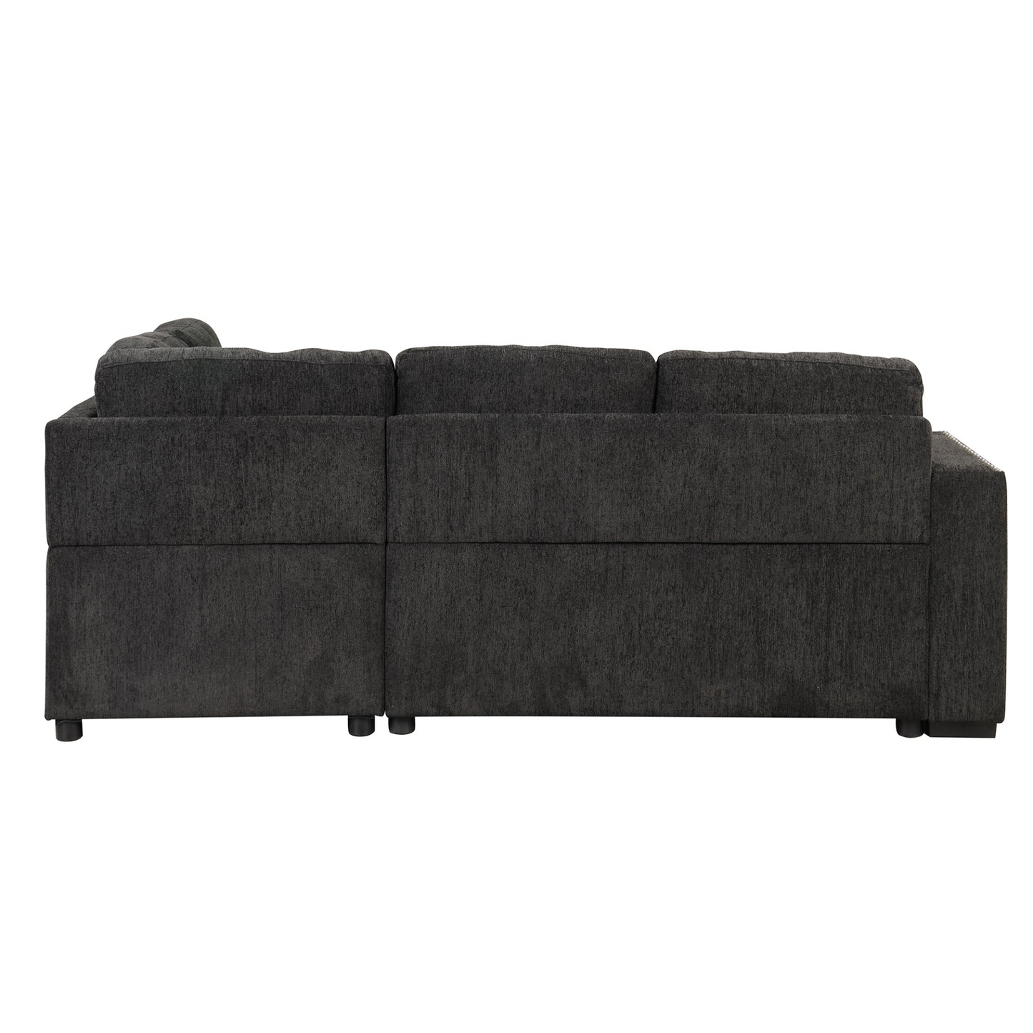 Sofa & Chair sets | Sectional Pull-Out Sofa Bed L-Shaped Corner Sofa Couch with Storage Chaise, USB Ports, Power Sockets, Cup Holder for Living Room, Bedroom, Study, Black | casafoyer.myshopify.com