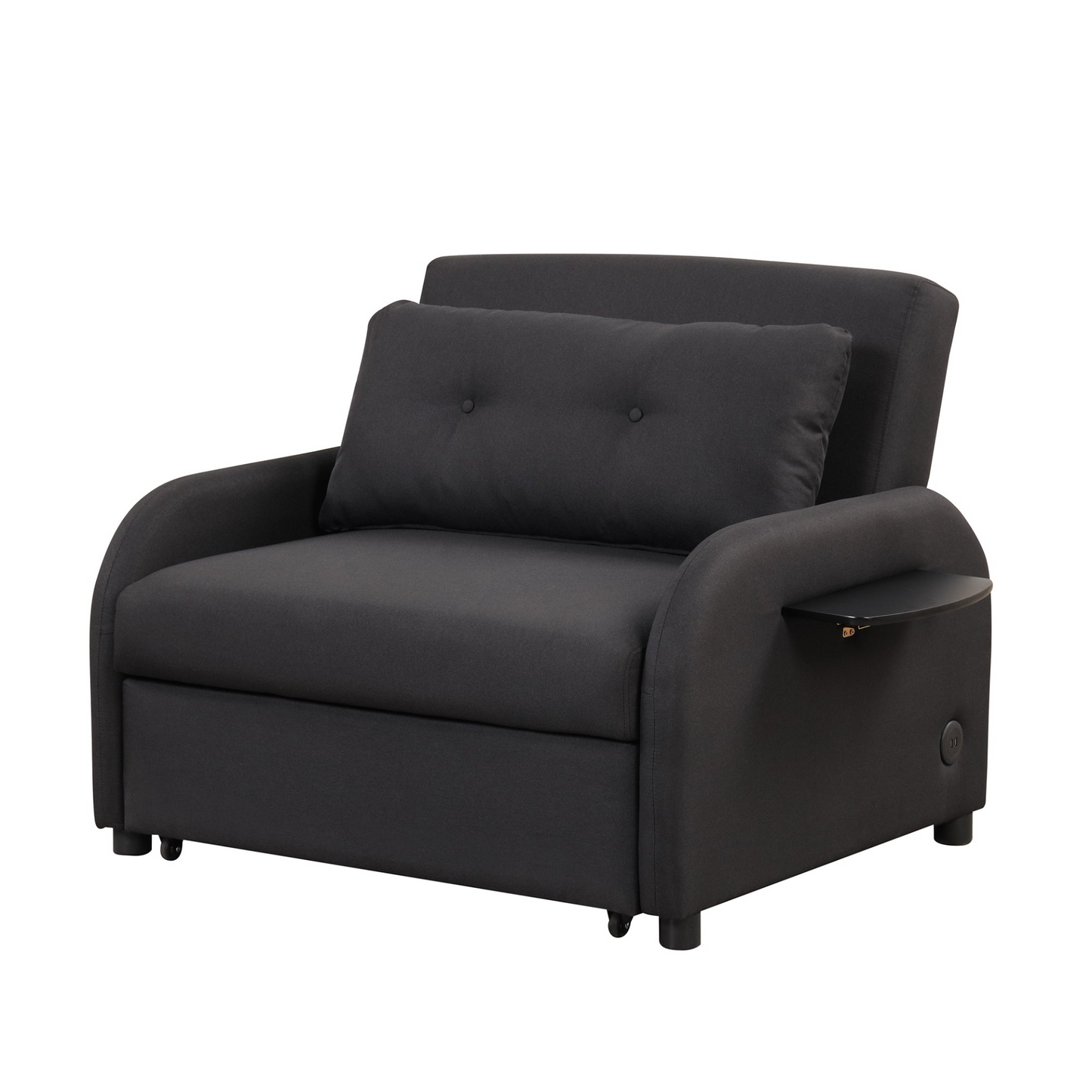 Sofa & Chair sets | pull out sofa sleeper 3 in 1 with 2 wing table and usb charge for nap line fabric for living room recreation room Black | casafoyer.myshopify.com