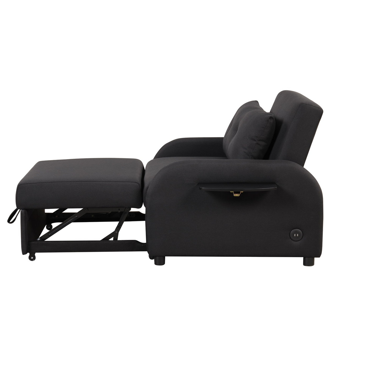 Sofa & Chair sets | pull out sofa sleeper 3 in 1 with 2 wing table and usb charge for nap line fabric for living room recreation room Black | casafoyer.myshopify.com