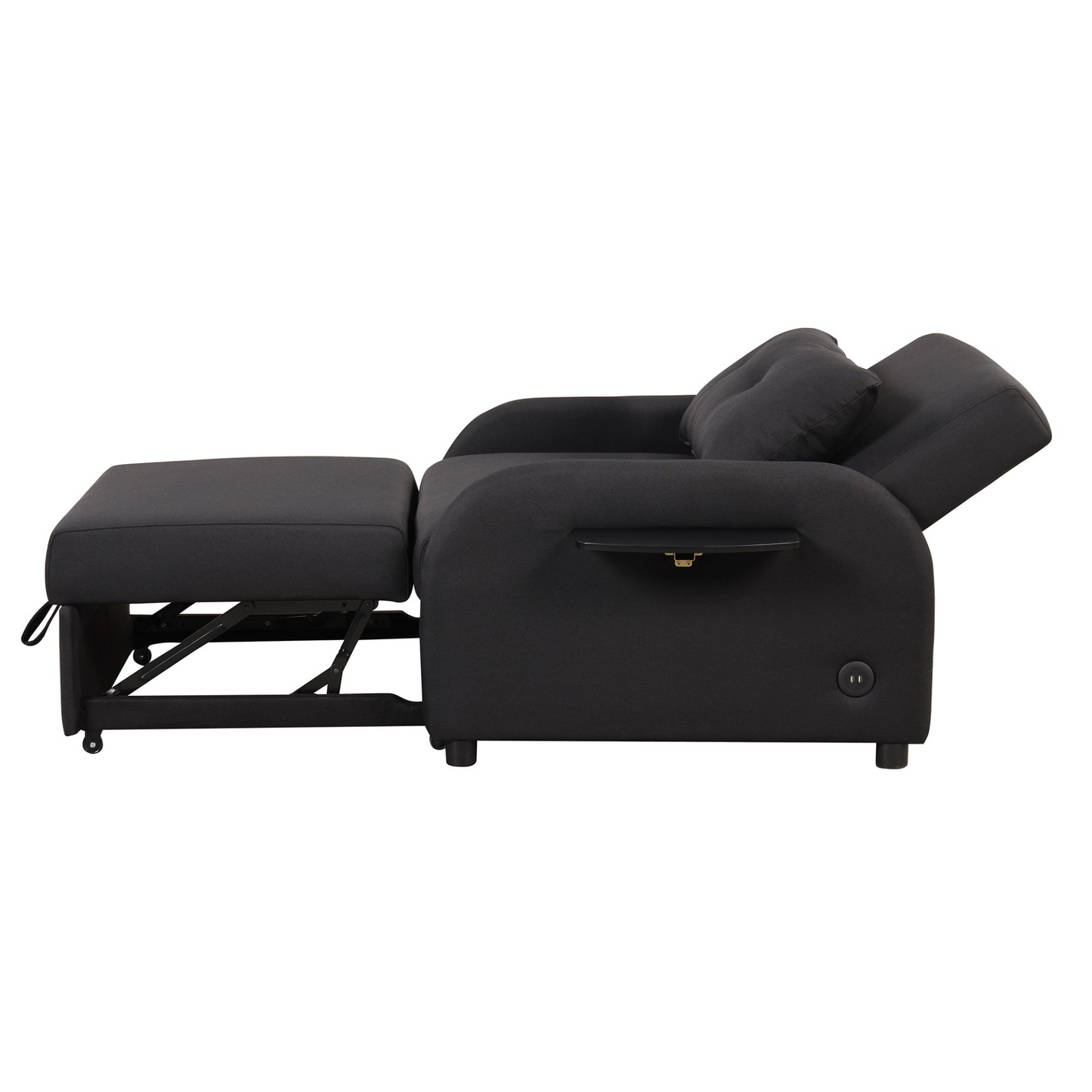 Sofa & Chair sets | pull out sofa sleeper 3 in 1 with 2 wing table and usb charge for nap line fabric for living room recreation room Black | casafoyer.myshopify.com