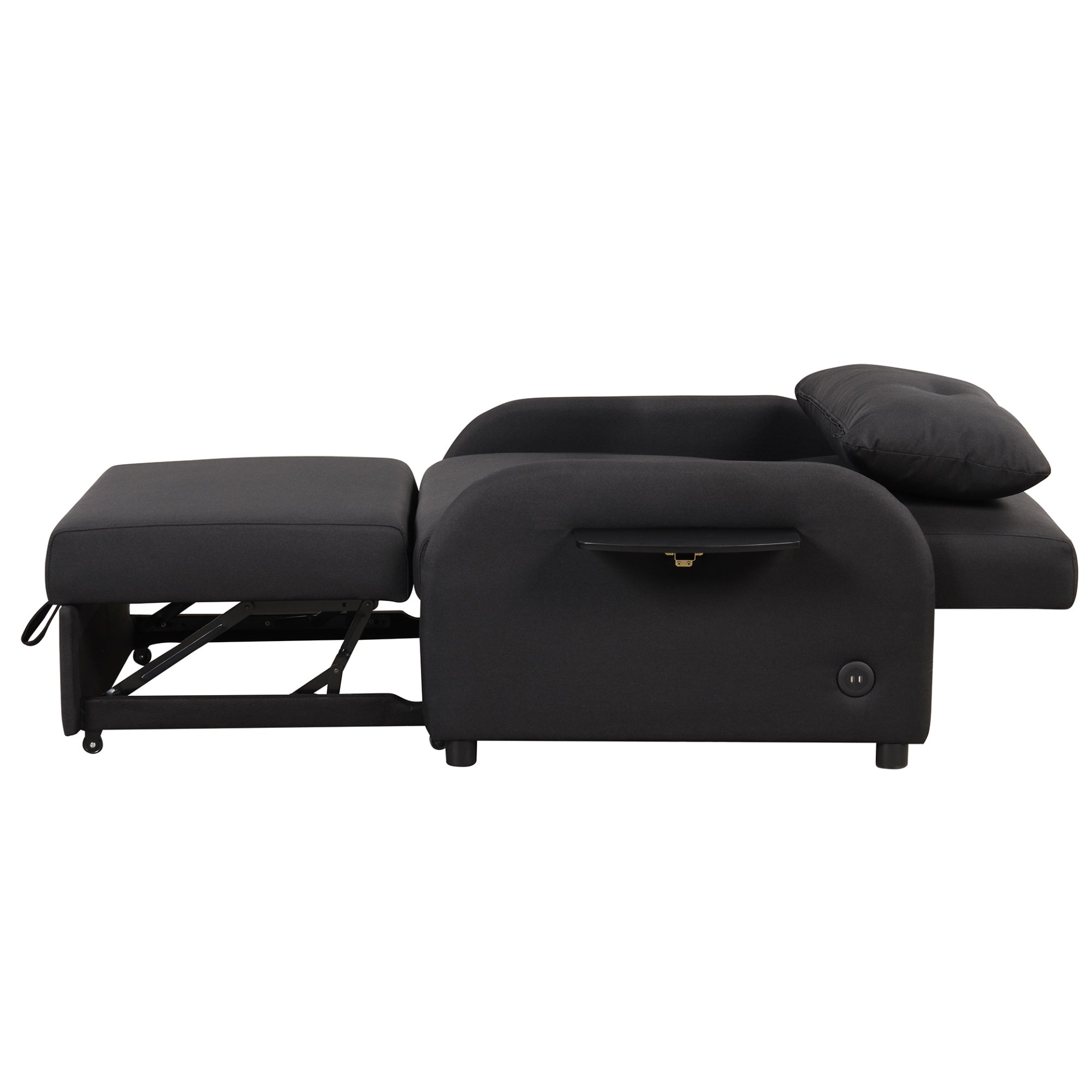 Sofa & Chair sets | pull out sofa sleeper 3 in 1 with 2 wing table and usb charge for nap line fabric for living room recreation room Black | casafoyer.myshopify.com