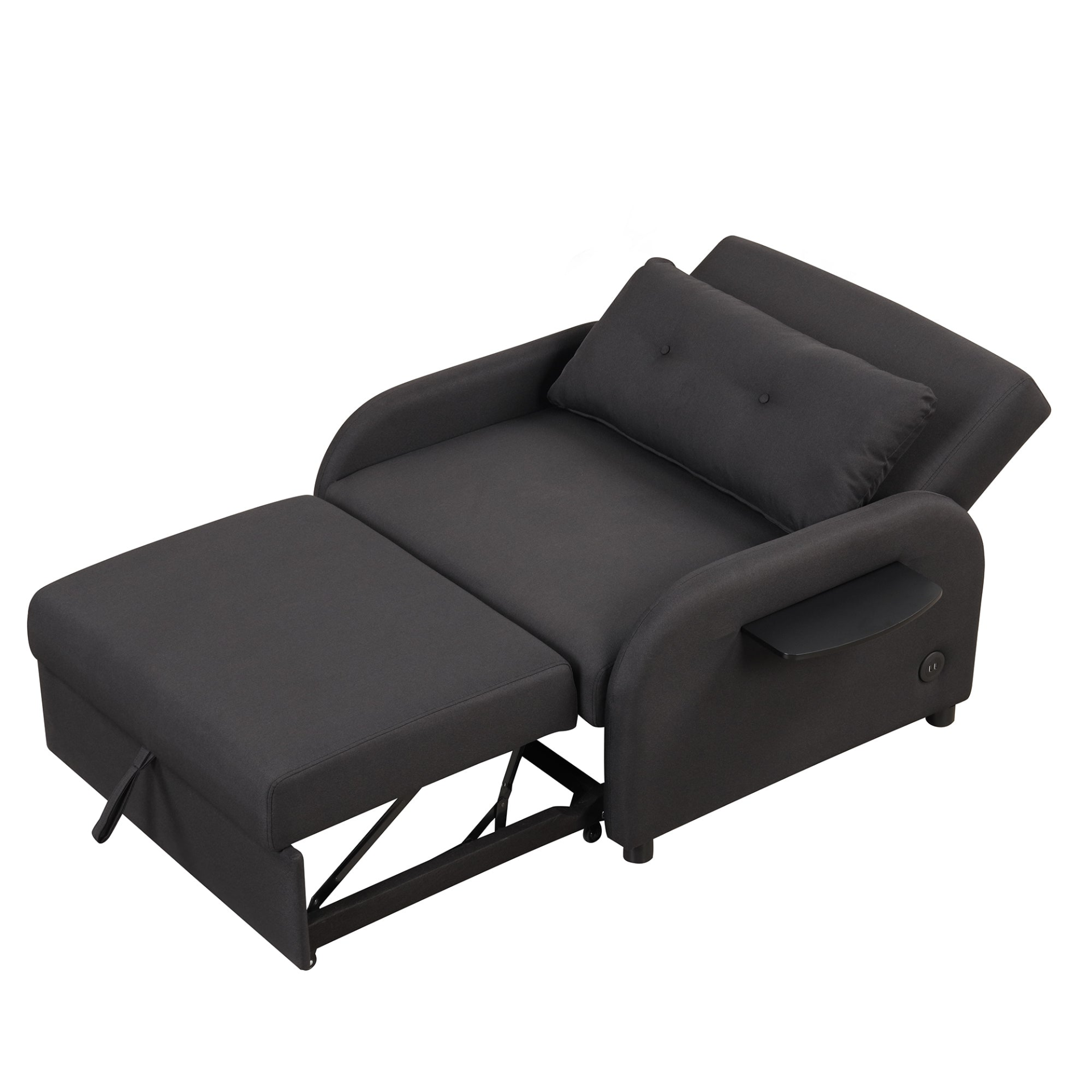 Sofa & Chair sets | pull out sofa sleeper 3 in 1 with 2 wing table and usb charge for nap line fabric for living room recreation room Black | casafoyer.myshopify.com