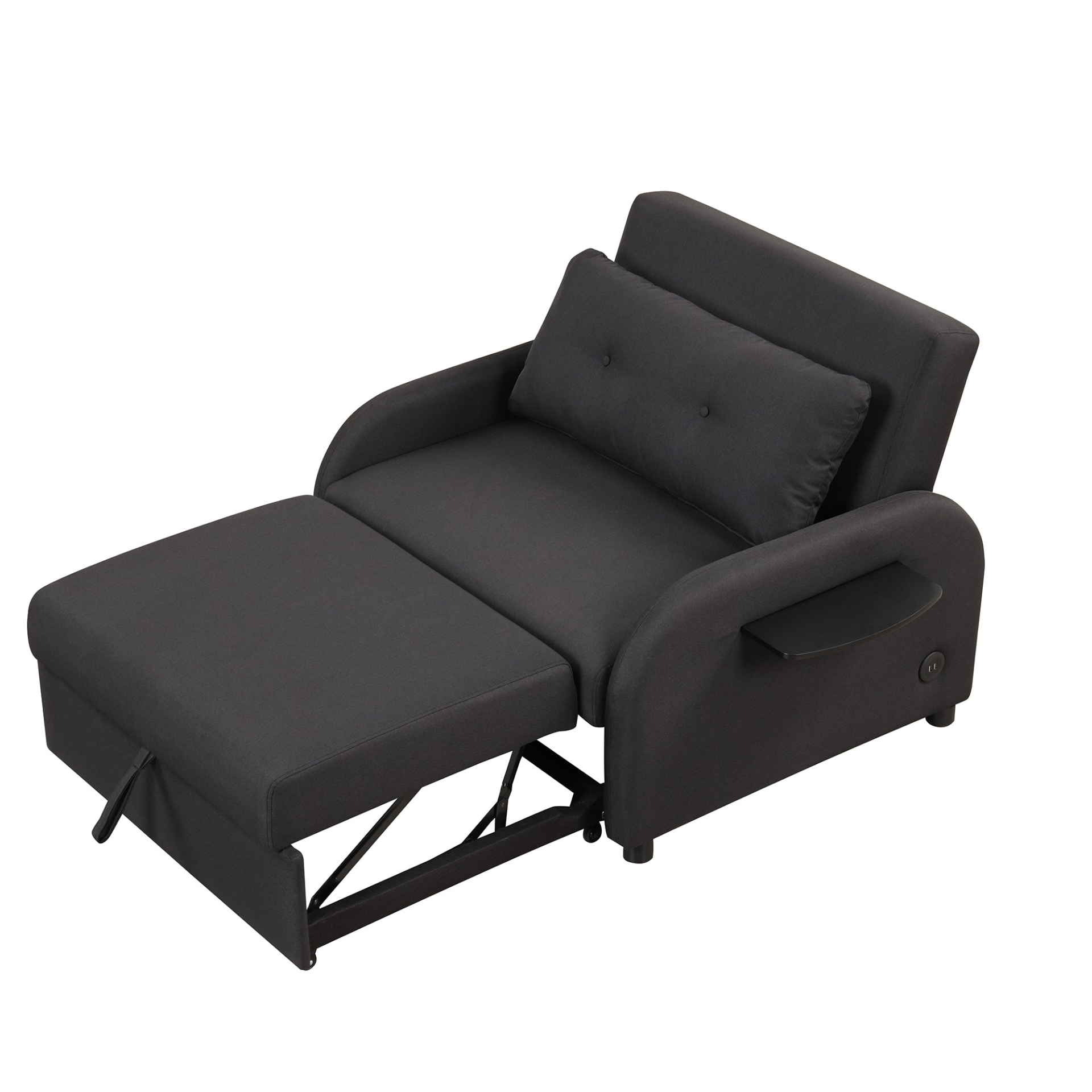 Sofa & Chair sets | pull out sofa sleeper 3 in 1 with 2 wing table and usb charge for nap line fabric for living room recreation room Black | casafoyer.myshopify.com