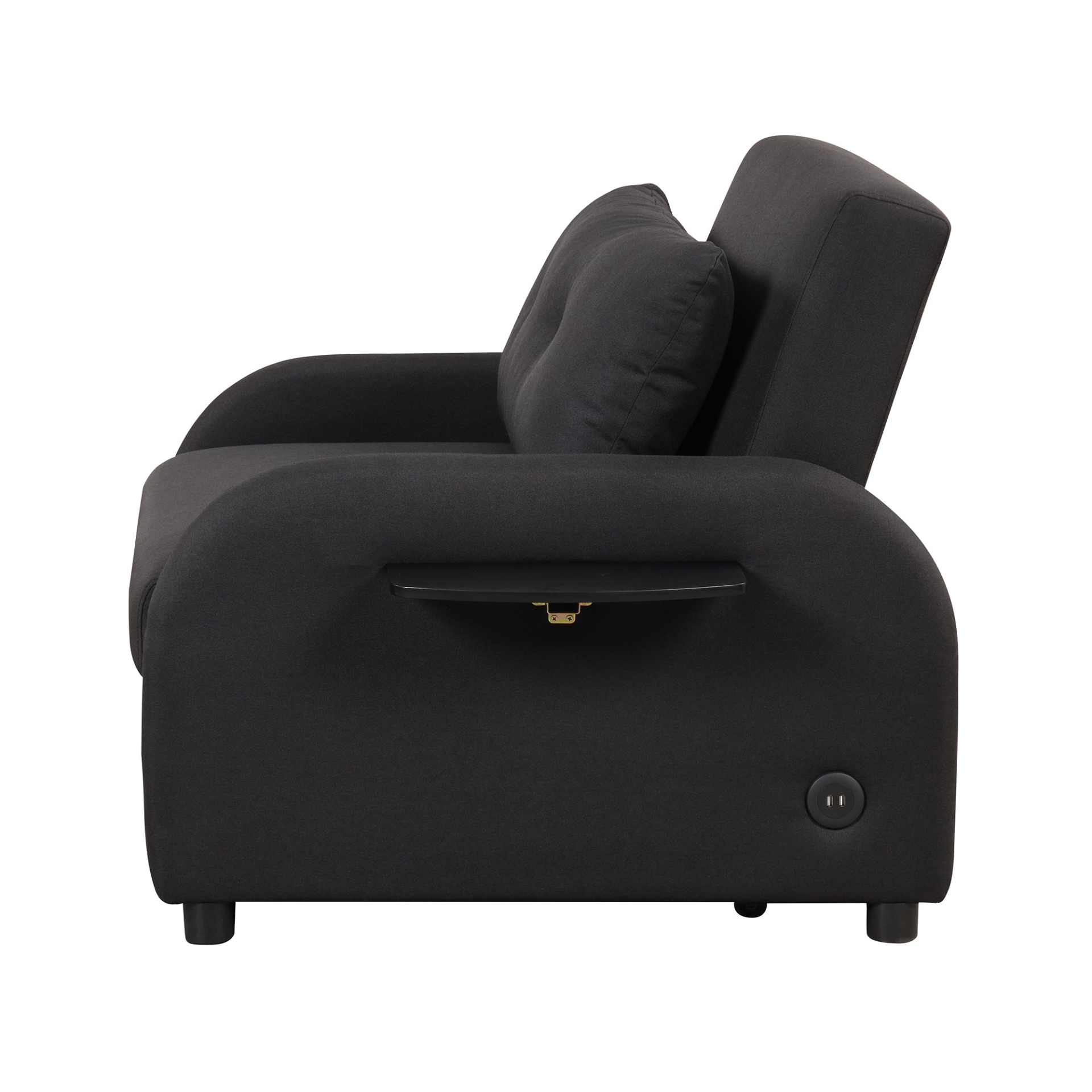 Sofa & Chair sets | pull out sofa sleeper 3 in 1 with 2 wing table and usb charge for nap line fabric for living room recreation room Black | casafoyer.myshopify.com