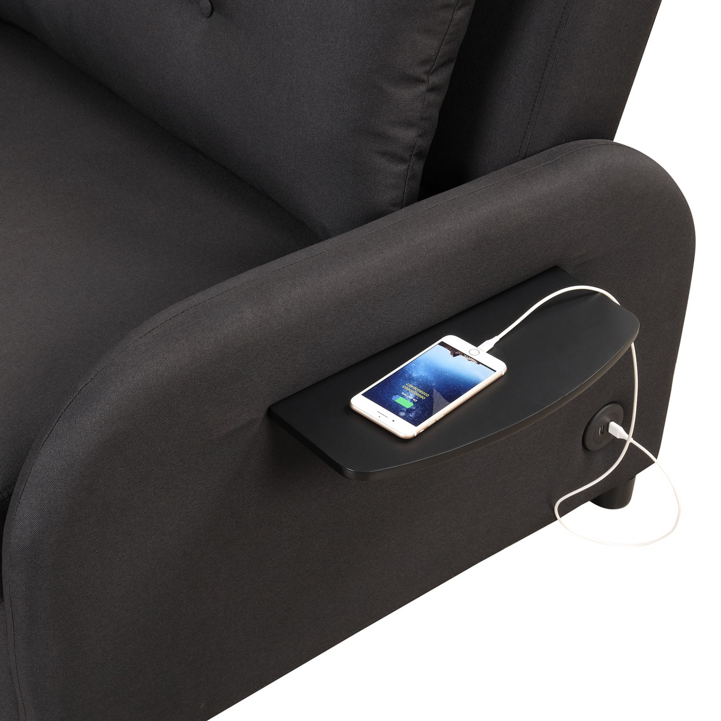 Sofa & Chair sets | pull out sofa sleeper 3 in 1 with 2 wing table and usb charge for nap line fabric for living room recreation room Black | casafoyer.myshopify.com