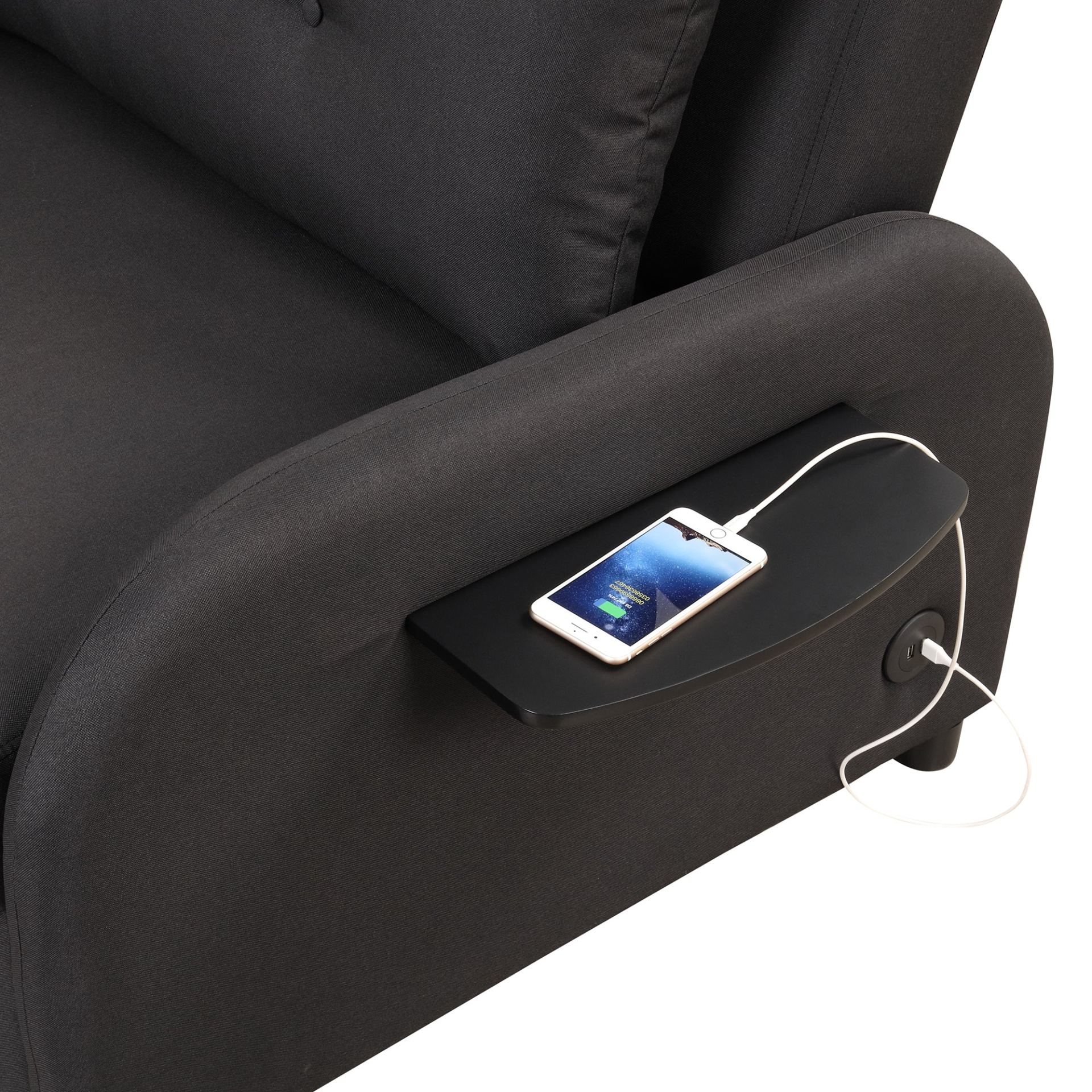 Sofa & Chair sets | pull out sofa sleeper 3 in 1 with 2 wing table and usb charge for nap line fabric for living room recreation room Black | casafoyer.myshopify.com