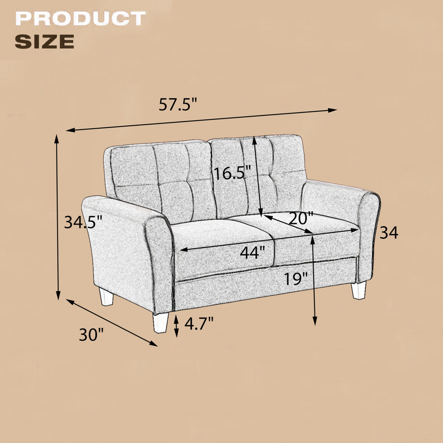 Sofa & Chair sets | Modern Living Room Loveseat Linen Upholstered Couch Furniture for Home or Office ,Light Grey-Blue,2-Seat | casafoyer.myshopify.com