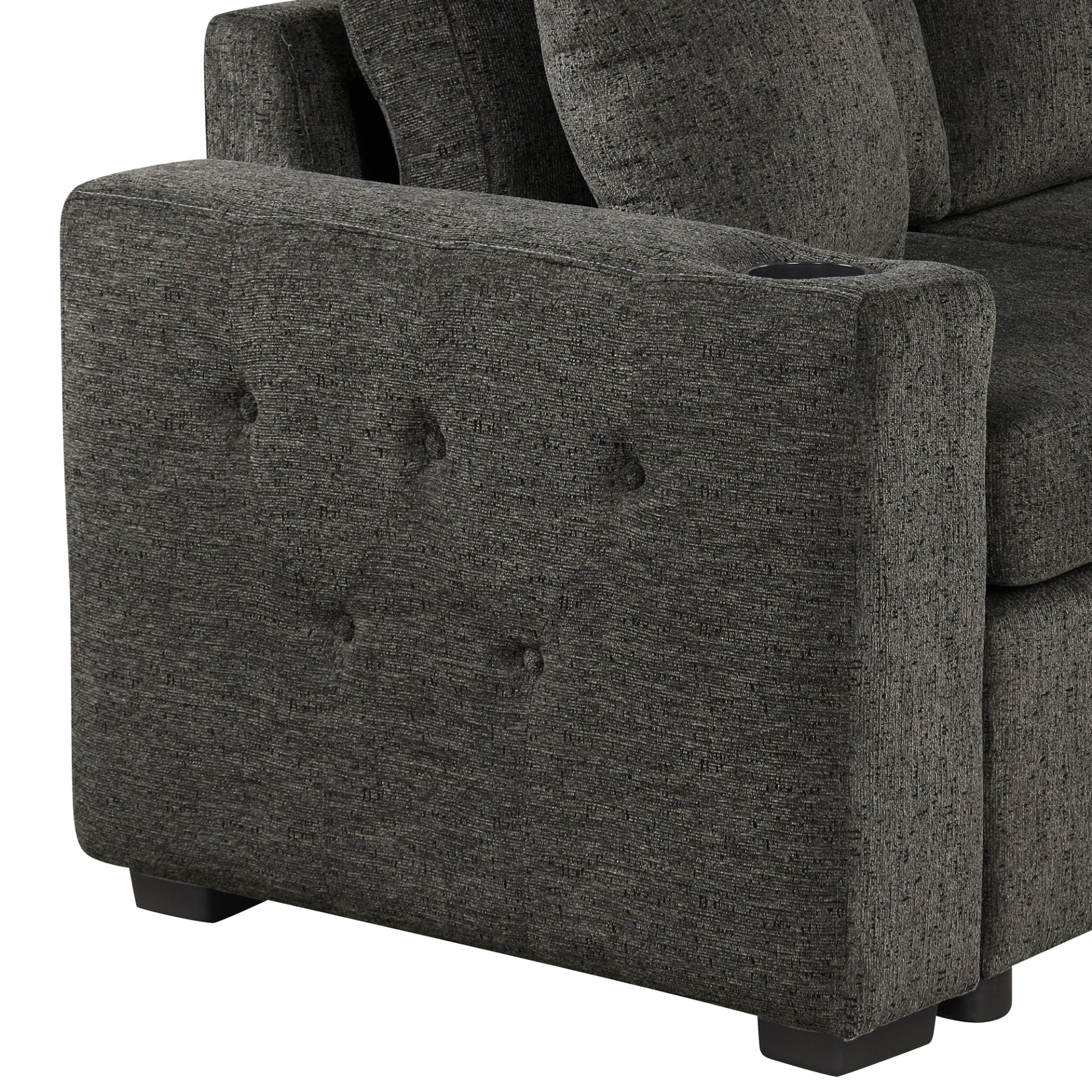 [product_type] | 109.8" L-shaped Couch Sectional Sofa with Storage Chaise, Cup Holder, and USB Ports - Black | Ecommerce SEO | casafoyer.myshopify.com