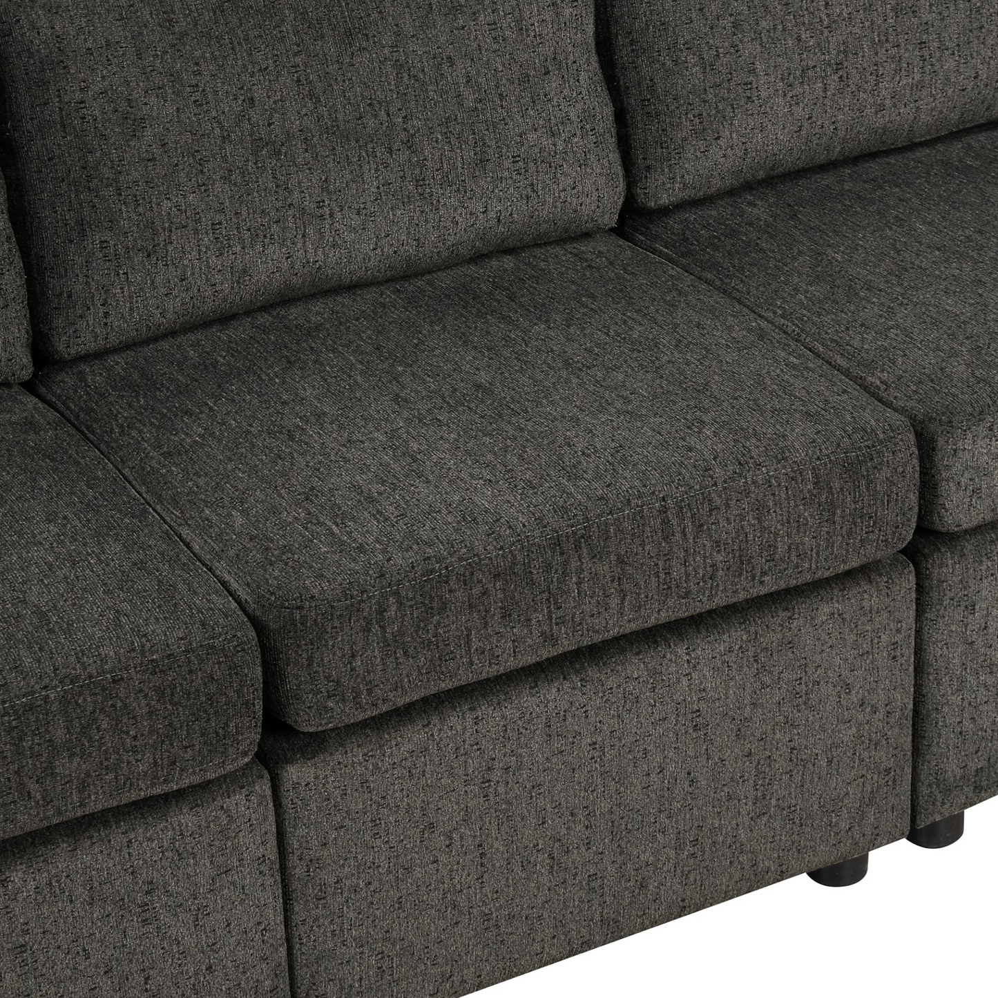 [product_type] | 109.8" L-shaped Couch Sectional Sofa with Storage Chaise, Cup Holder, and USB Ports - Black | Ecommerce SEO | casafoyer.myshopify.com