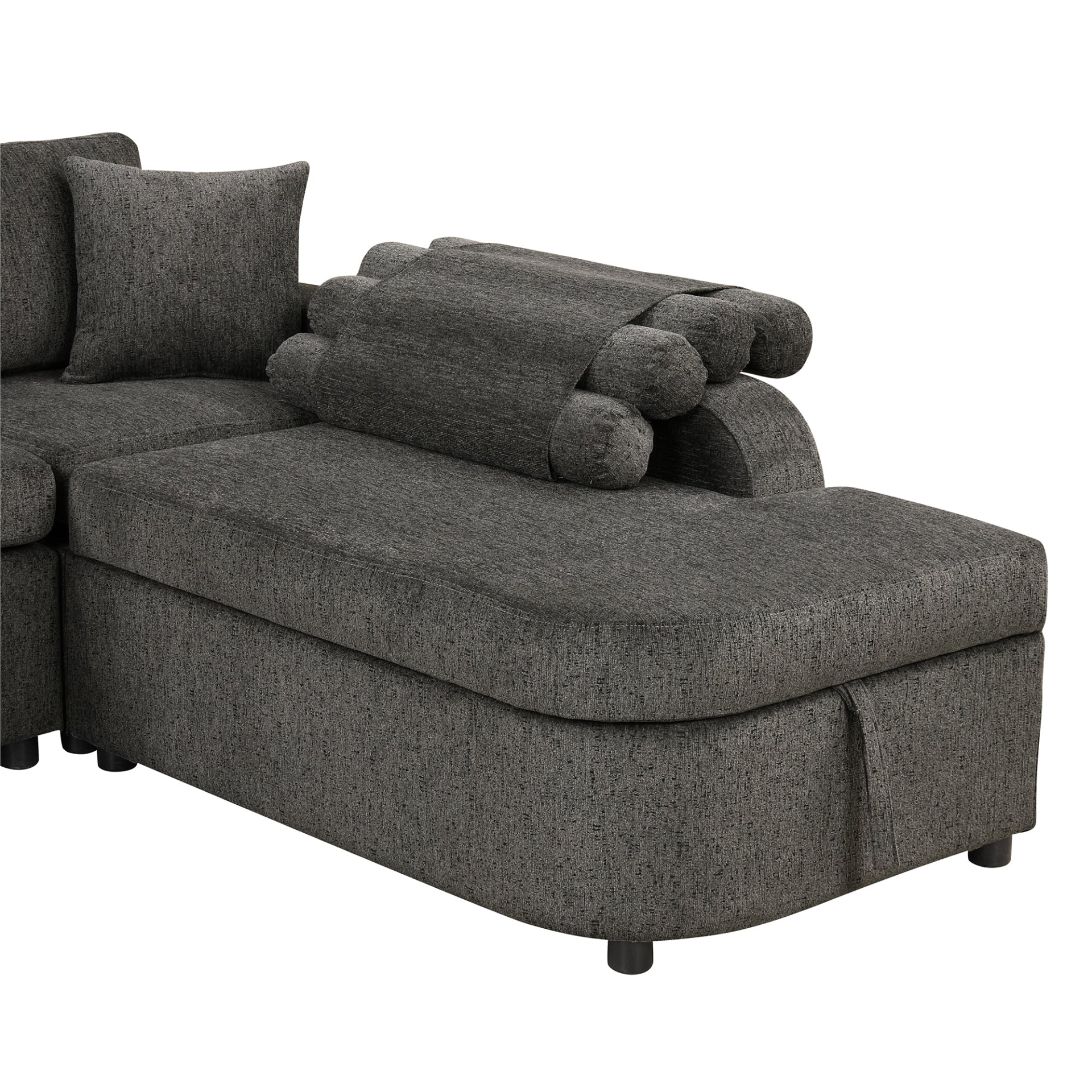 [product_type] | 109.8" L-shaped Couch Sectional Sofa with Storage Chaise, Cup Holder, and USB Ports - Black | Ecommerce SEO | casafoyer.myshopify.com