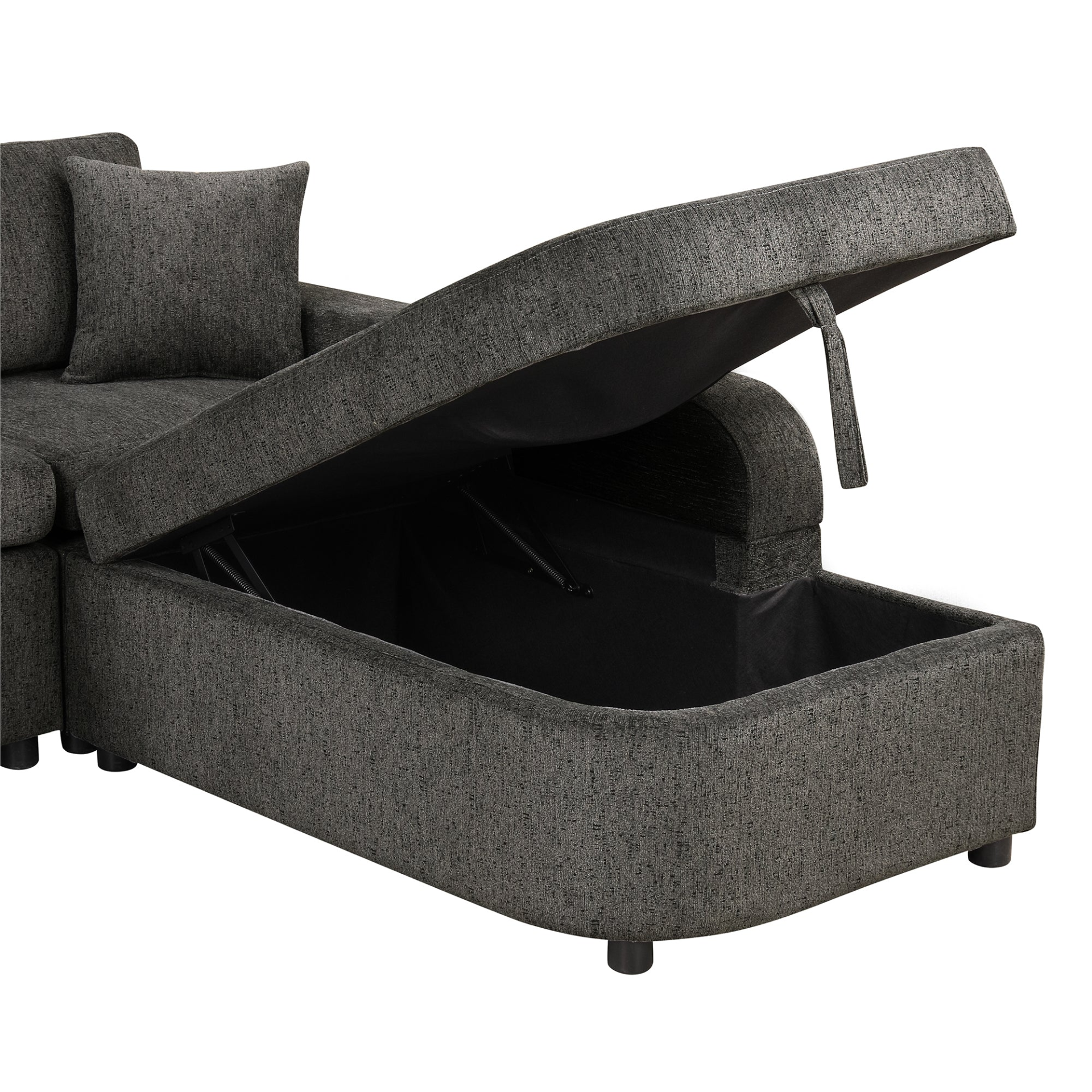 [product_type] | 109.8" L-shaped Couch Sectional Sofa with Storage Chaise, Cup Holder, and USB Ports - Black | Ecommerce SEO | casafoyer.myshopify.com