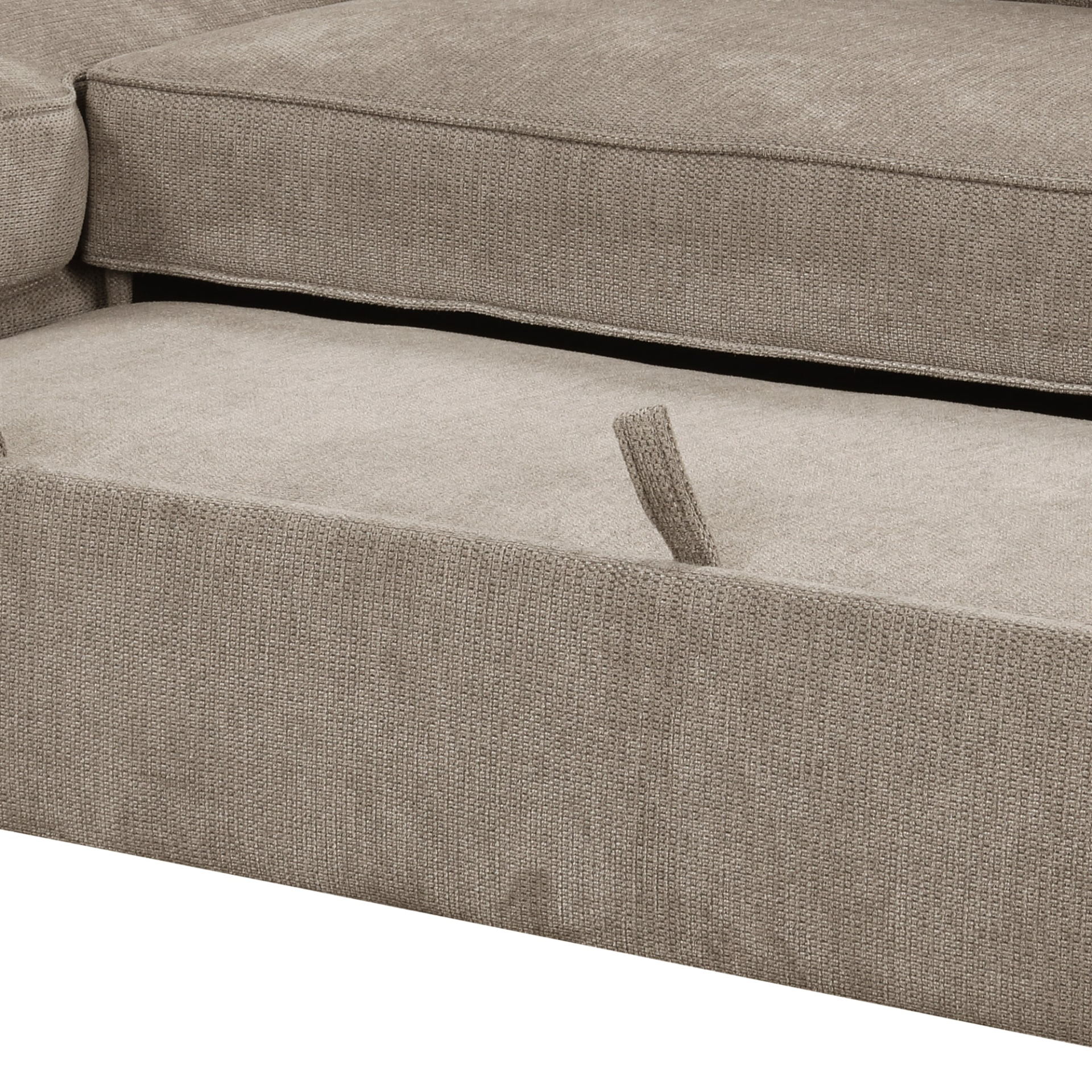 [product_type] | 90" Pull Out Sleeper Sofa L-Shaped Couch Convertible Sofa Bed with Storage Chaise, Storage Racks and USB Ports, Light Brown | casafoyer.myshopify.com