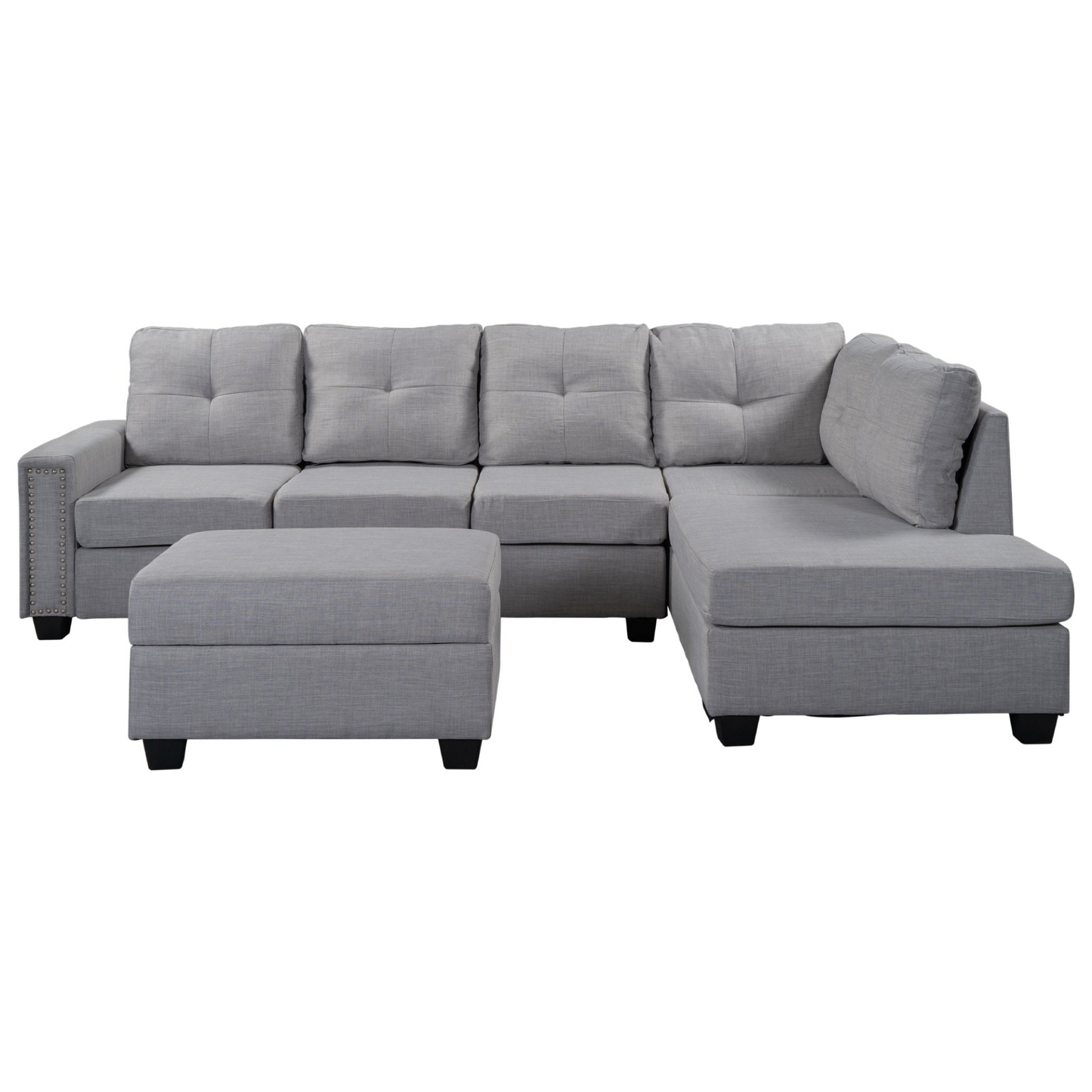 Sofa & Chair sets | Reversible Sectional Sofa with Storage Ottoman - Space Saving L-shape Couch for Large Space | casafoyer.myshopify.com