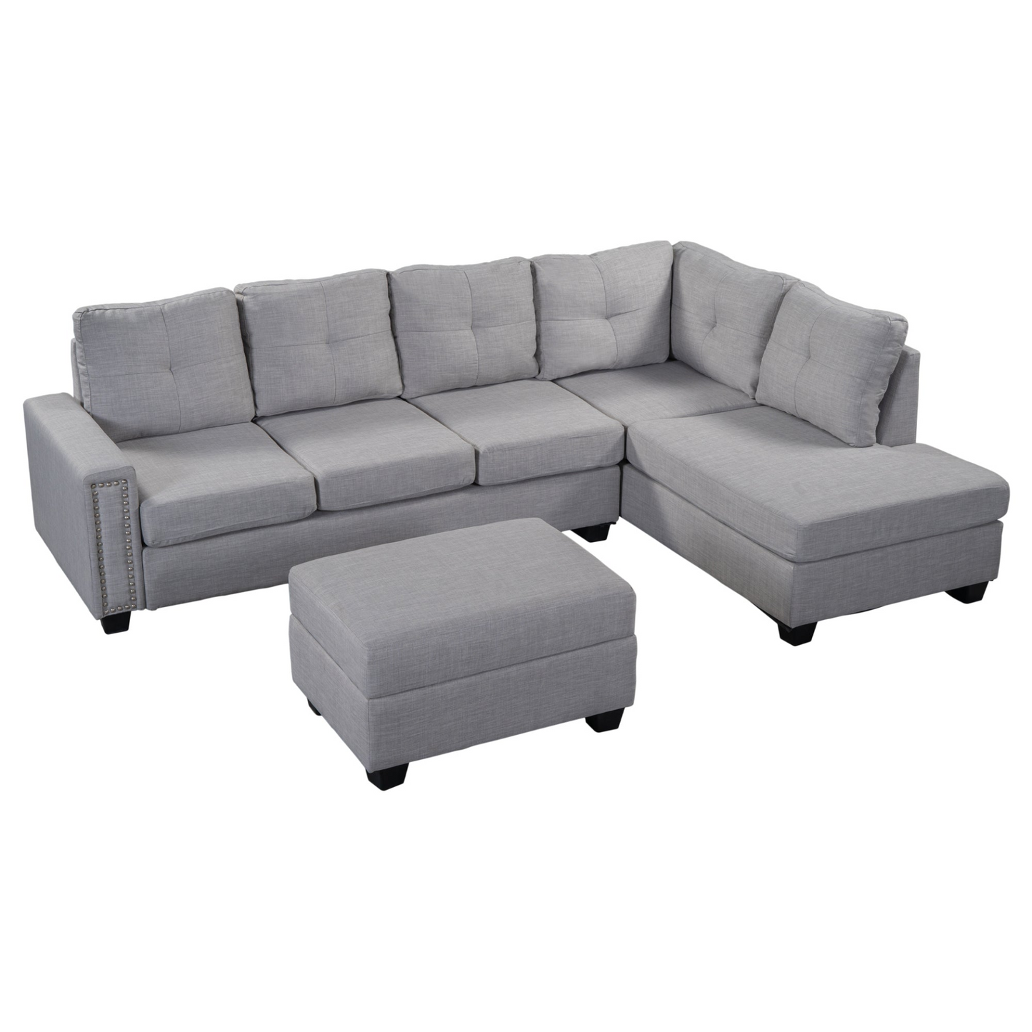 Sofa & Chair sets | Reversible Sectional Sofa with Storage Ottoman - Space Saving L-shape Couch for Large Space | casafoyer.myshopify.com