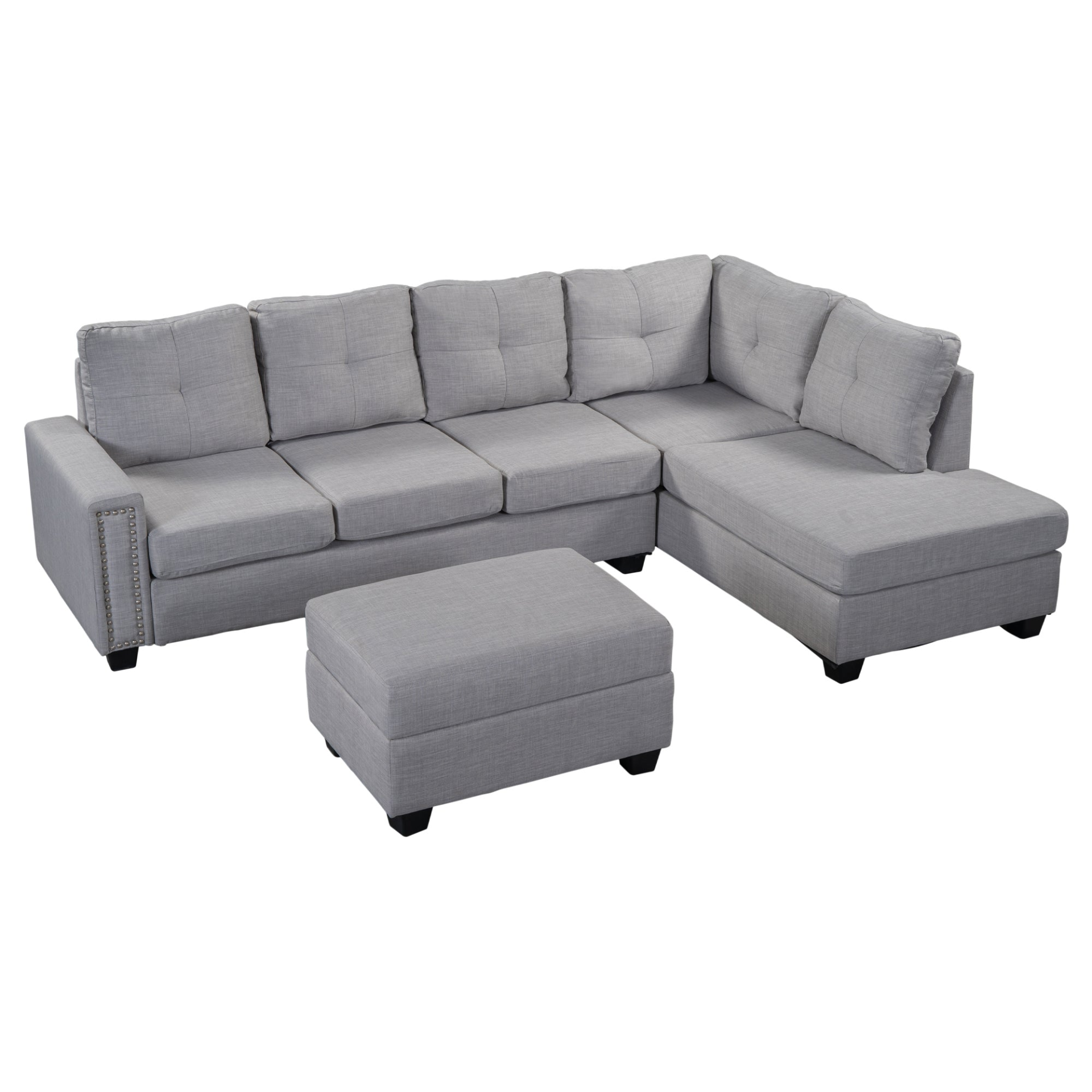 Sofa & Chair sets | Reversible Sectional Sofa with Storage Ottoman - Space Saving L-shape Couch for Large Space | casafoyer.myshopify.com