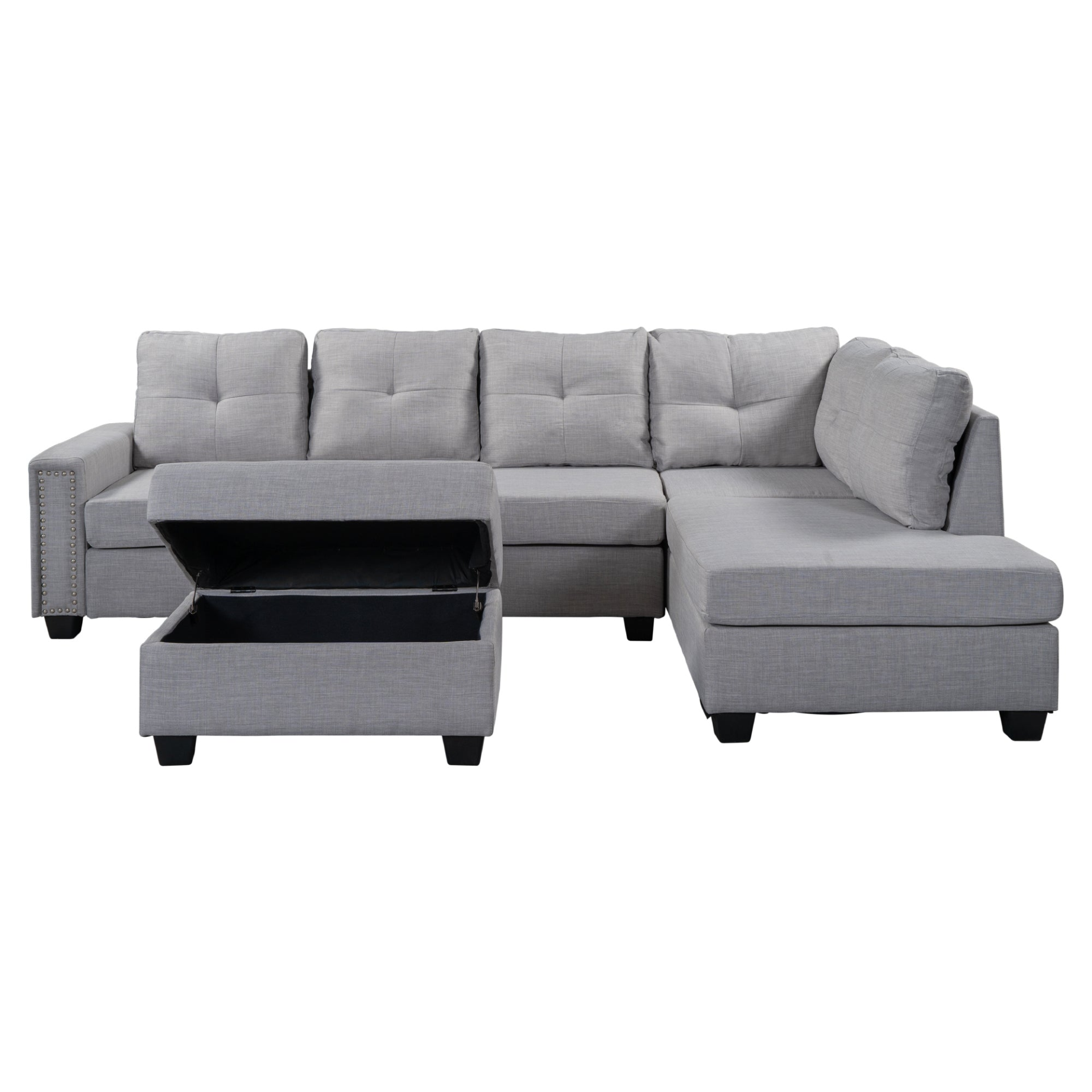 Sofa & Chair sets | Reversible Sectional Sofa with Storage Ottoman - Space Saving L-shape Couch for Large Space | casafoyer.myshopify.com