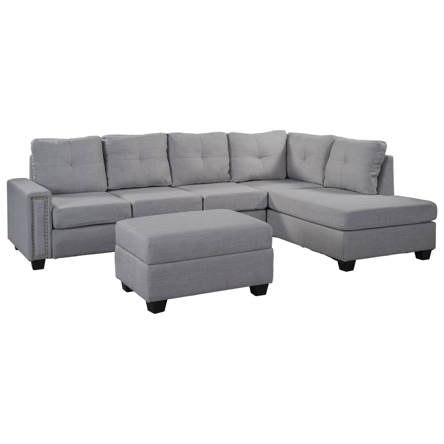 Sofa & Chair sets | Reversible Sectional Sofa with Storage Ottoman - Space Saving L-shape Couch for Large Space | casafoyer.myshopify.com