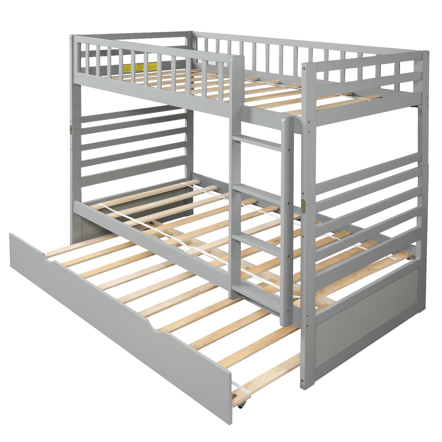 Bed | Twin Bunk Beds for Kids with Safety Rail and Movable Trundle bed | casafoyer.myshopify.com