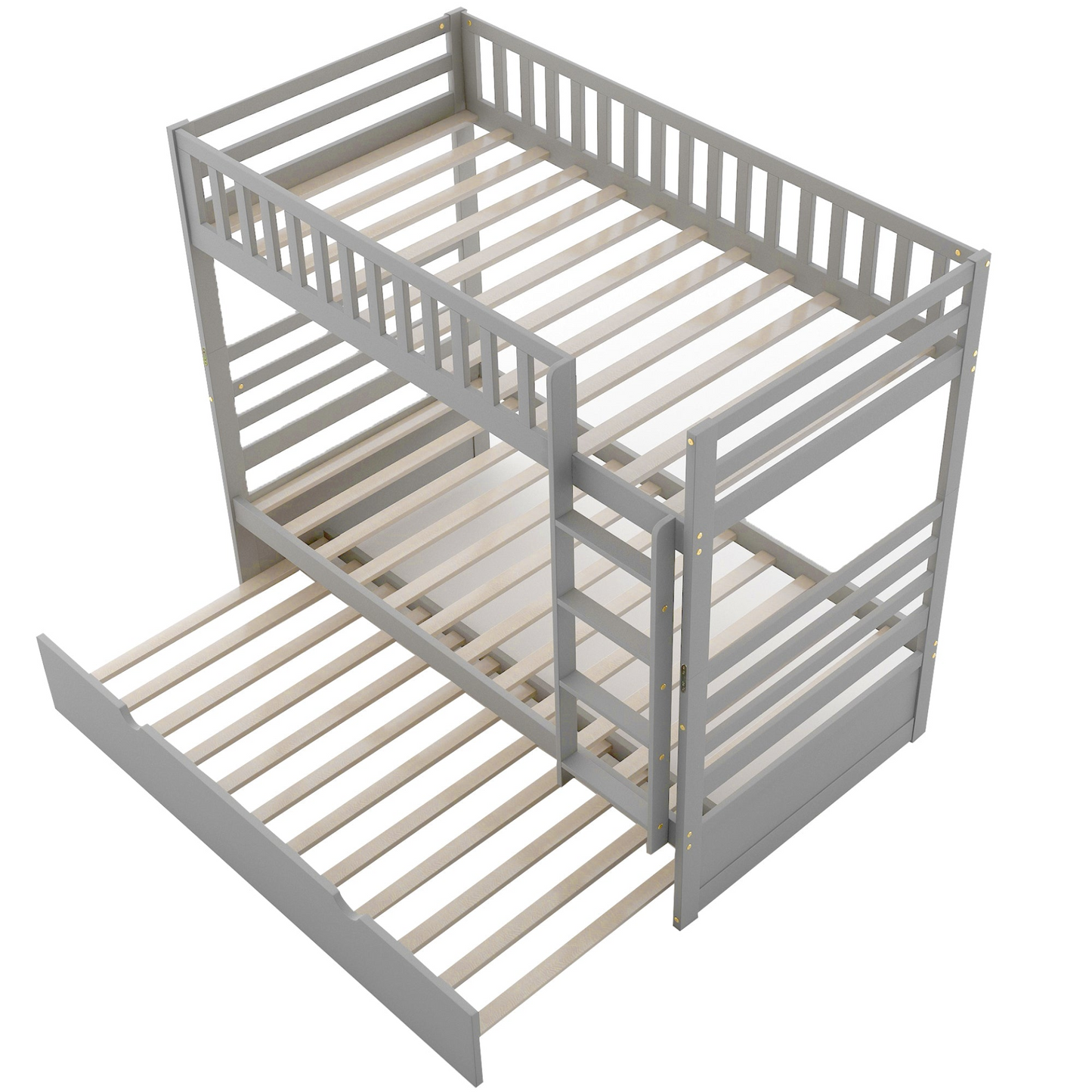 Bed | Twin Bunk Beds for Kids with Safety Rail and Movable Trundle bed | casafoyer.myshopify.com