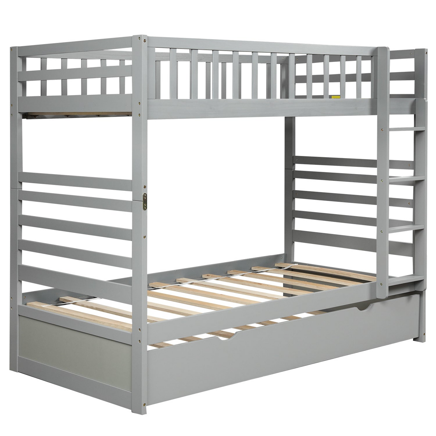 Bed | Twin Bunk Beds for Kids with Safety Rail and Movable Trundle bed | casafoyer.myshopify.com