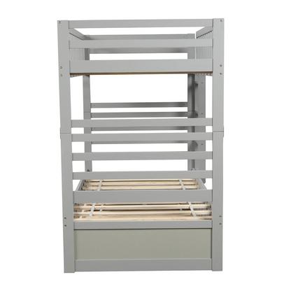 Bed | Twin Bunk Beds for Kids with Safety Rail and Movable Trundle bed | casafoyer.myshopify.com