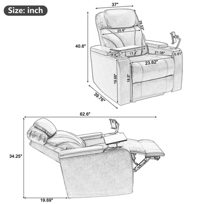 Sofa & Chair sets | Motion Recliner with USB Charging Port and Hidden Arm Storage, Home Theater Seating with 2 Convenient Cup Holders Design and 360? Swivel Tray Table | casafoyer.myshopify.com