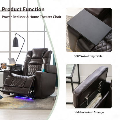 Sofa & Chair sets | Motion Recliner with USB Charging Port and Hidden Arm Storage, Home Theater Seating with 2 Convenient Cup Holders Design and 360? Swivel Tray Table | casafoyer.myshopify.com