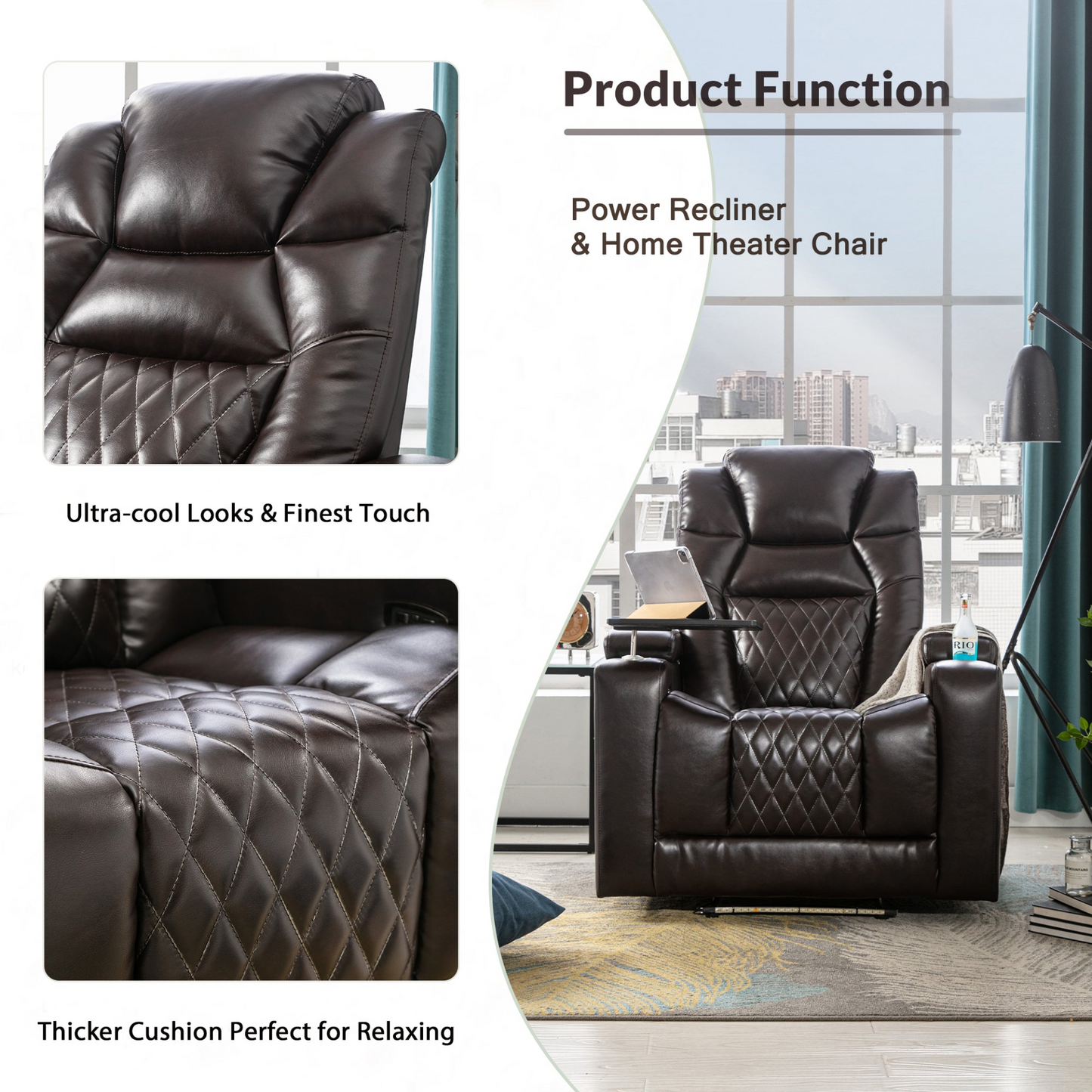 Sofa & Chair sets | Motion Recliner with USB Charging Port and Hidden Arm Storage, Home Theater Seating with 2 Convenient Cup Holders Design and 360? Swivel Tray Table | casafoyer.myshopify.com