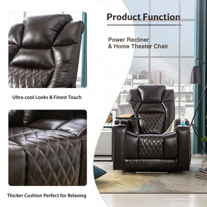 Sofa & Chair sets | Motion Recliner with USB Charging Port and Hidden Arm Storage, Home Theater Seating with 2 Convenient Cup Holders Design and 360? Swivel Tray Table | casafoyer.myshopify.com