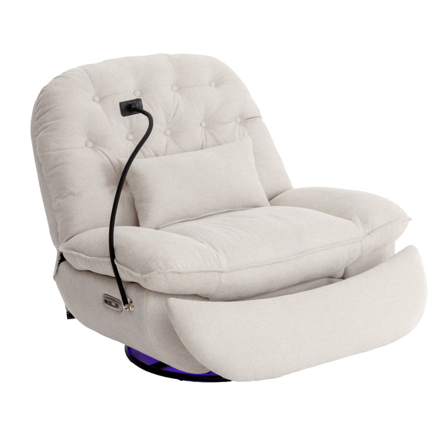 Sofa & Chair sets | 270 Degree Swivel Power Recliner with Voice Control, Bluetooth Music Player,USB Ports, Atmosphere Lamp, Hidden Arm Storage and Mobile Phone Holder for Living Room, Bedroom, Apartment, Beige | casafoyer.myshopify.com