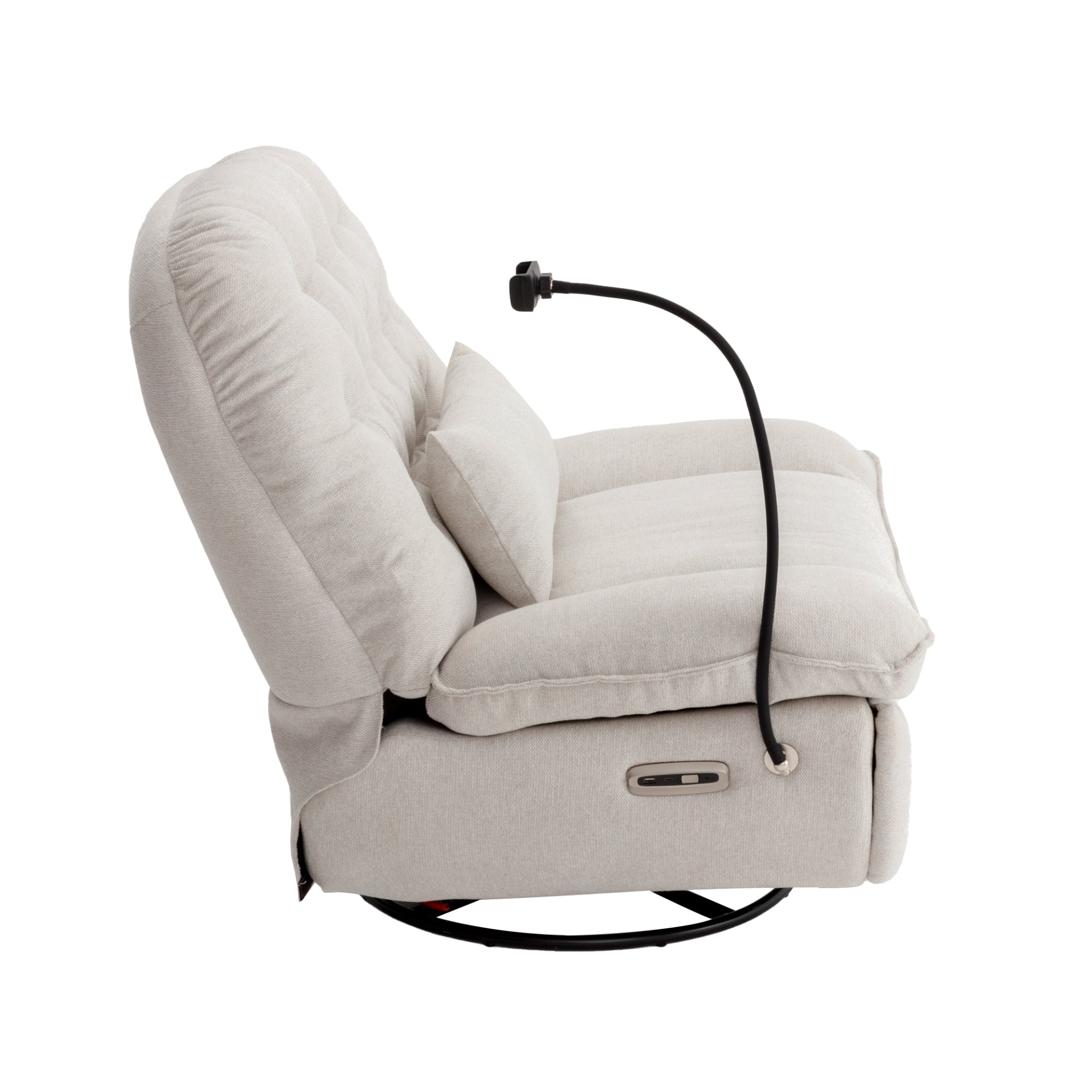 Sofa & Chair sets | 270 Degree Swivel Power Recliner with Voice Control, Bluetooth Music Player,USB Ports, Atmosphere Lamp, Hidden Arm Storage and Mobile Phone Holder for Living Room, Bedroom, Apartment, Beige | casafoyer.myshopify.com